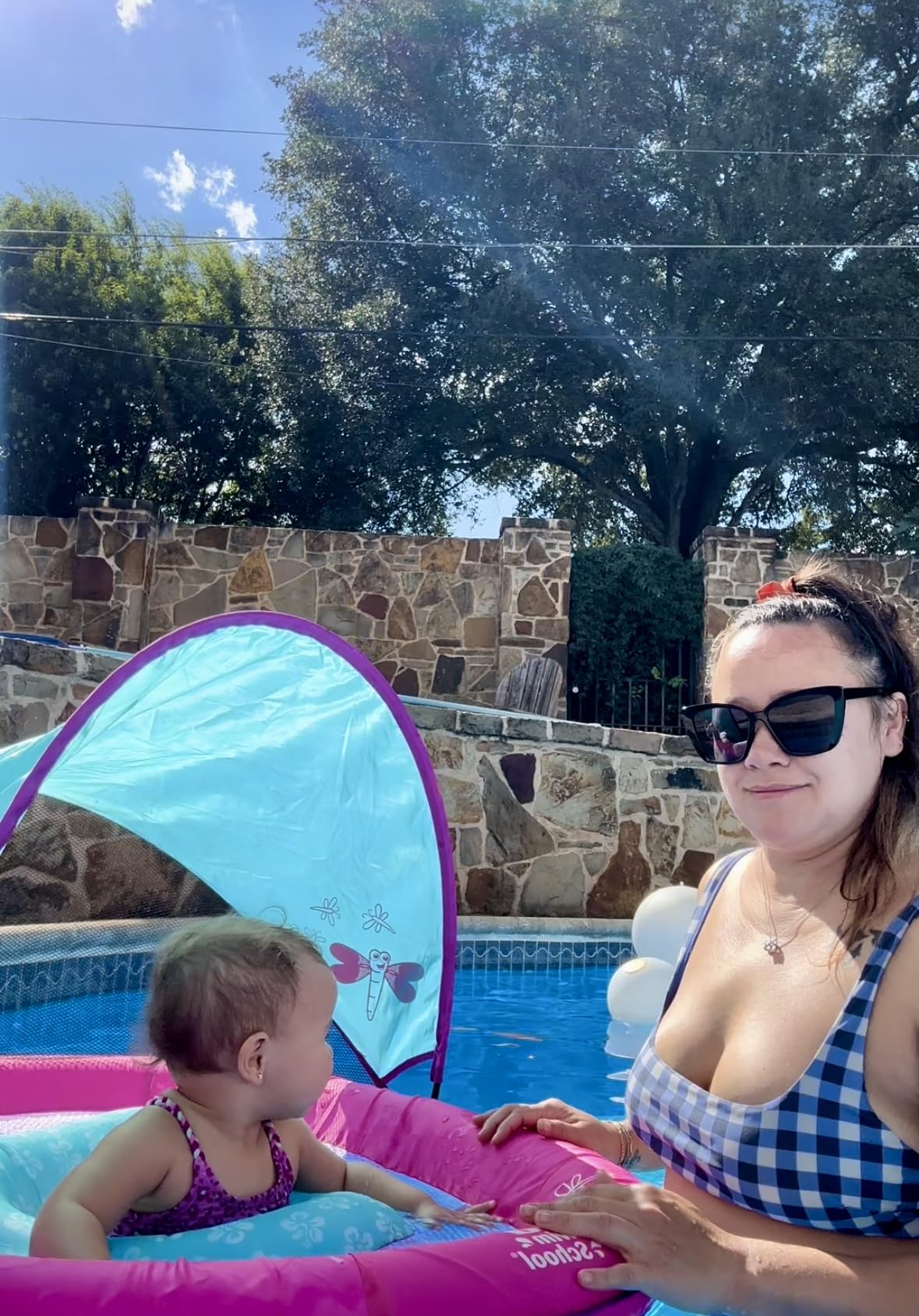 SwimSchool Infant Baby Pool Floats, Free Swimming, Super Buoyant - Ages 6-24 Months - Multiple Colors/Styles - Adjustable Canopies and Seats, Splash & Play Baby Floaties customer photo 1