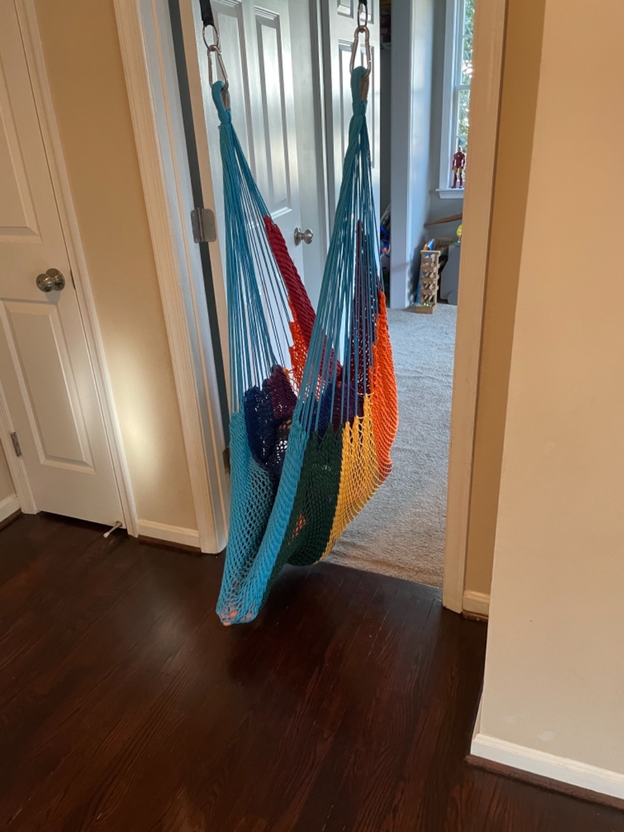 DreamGYM Doorway Hammock Swing - Hammock Chair with Stand in Door Frame - Sensory Swing for Adults and Children - Rainbow customer photo 1
