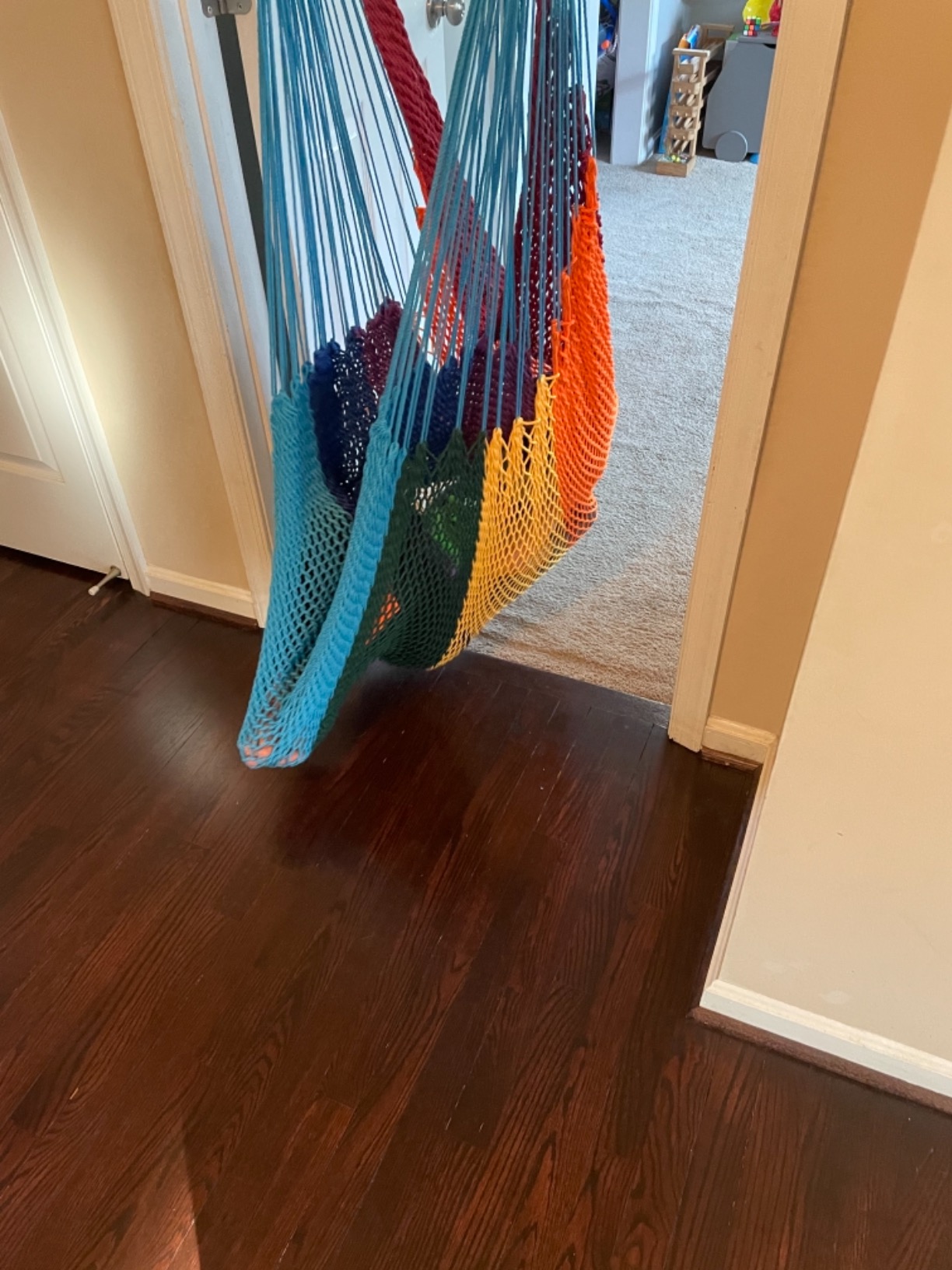 DreamGYM Doorway Hammock Swing - Hammock Chair with Stand in Door Frame - Sensory Swing for Adults and Children - Rainbow customer photo 2