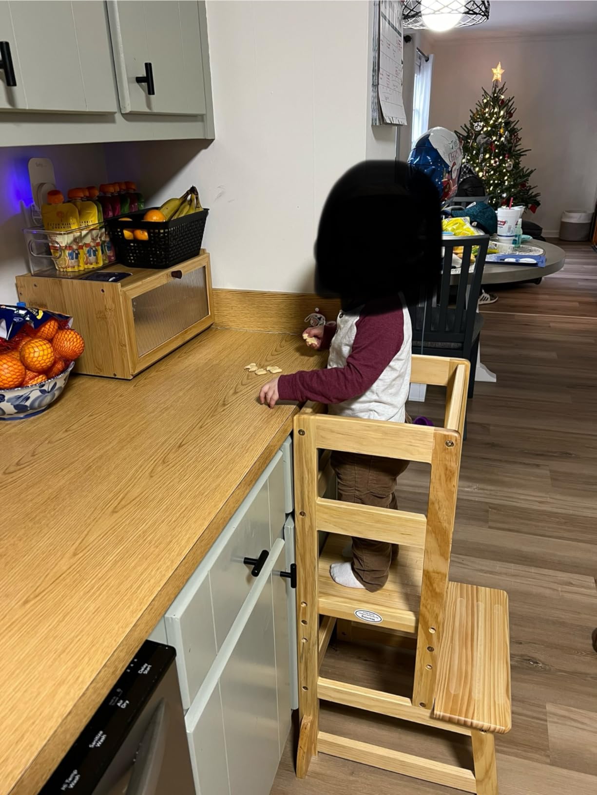 SDADI LT05W Mother's Helper Adjustable Height Kitchen Step Stool, Children Kids Toddlers Counter Level Learning Stool for Kitchen and Bathroom, White customer photo 2