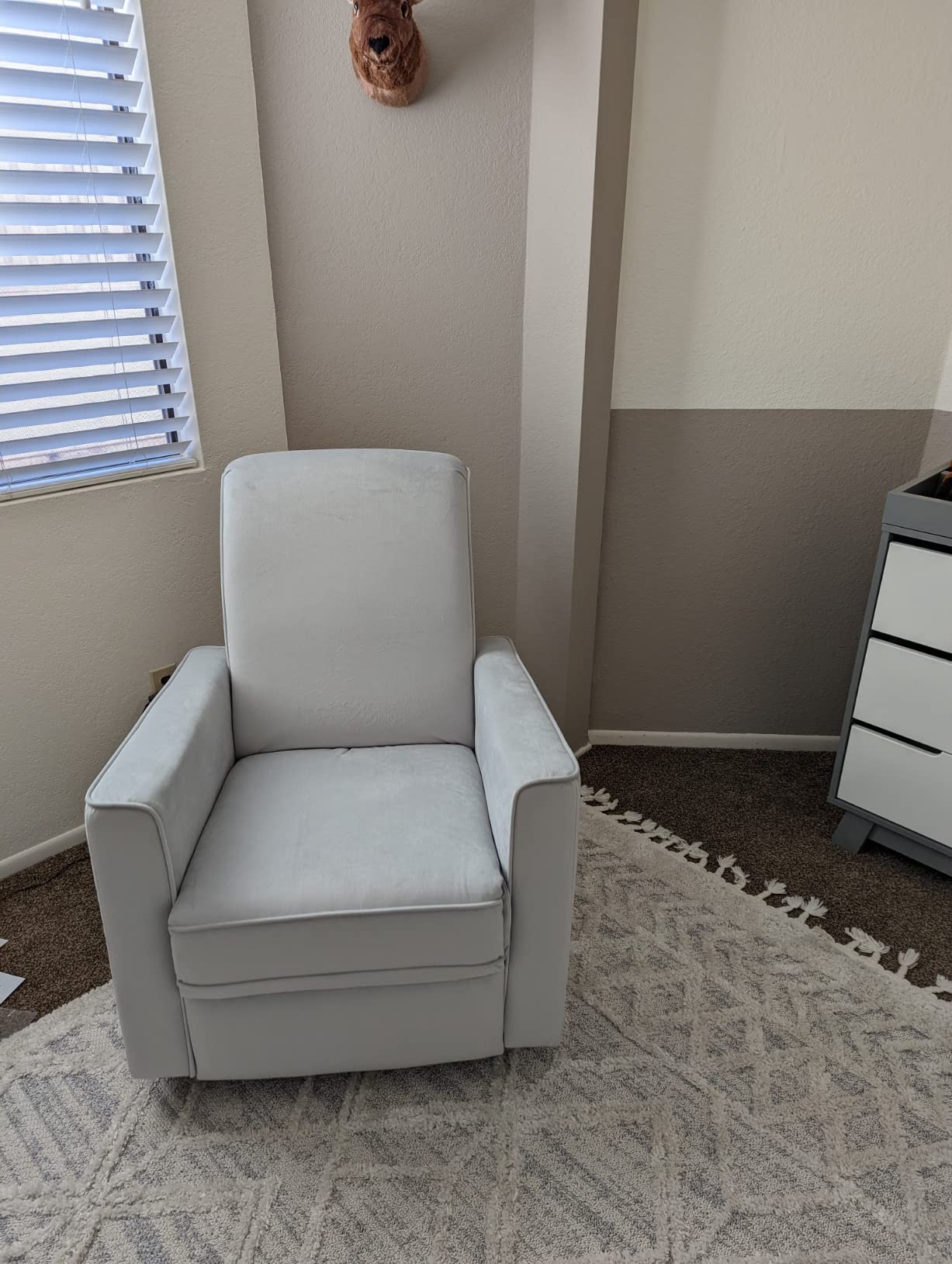 Evolur Harlow Upholstered Power Glider Recliner with USB Charging - Rocking & 275-degree Swivel with Smooth Glide - Greenguard Gold & FSC Certified - Modern Nursery and Living Room Chair in Grey customer photo 2