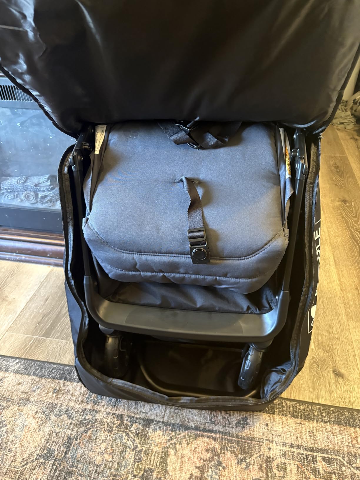 J.L. Childress Compact Travel Stroller Bag for Airplane - Fits Most Compact-Fold Single Baby Strollers, Compatible with UPPAbaby MINU, GB Pockit, Nuna TRVL & More, AirTag Compatible - Black customer photo 1