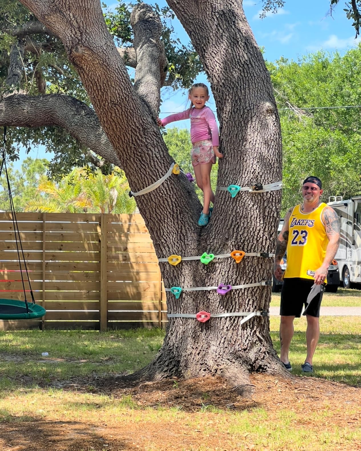 TOPNEW 12 Ninja Tree Climbing Holds for Kids Climber, Adult Climbing Rocks with 6 Ratchet Straps for Outdoor Ninja Warrior Obstacle Course Training customer photo 2