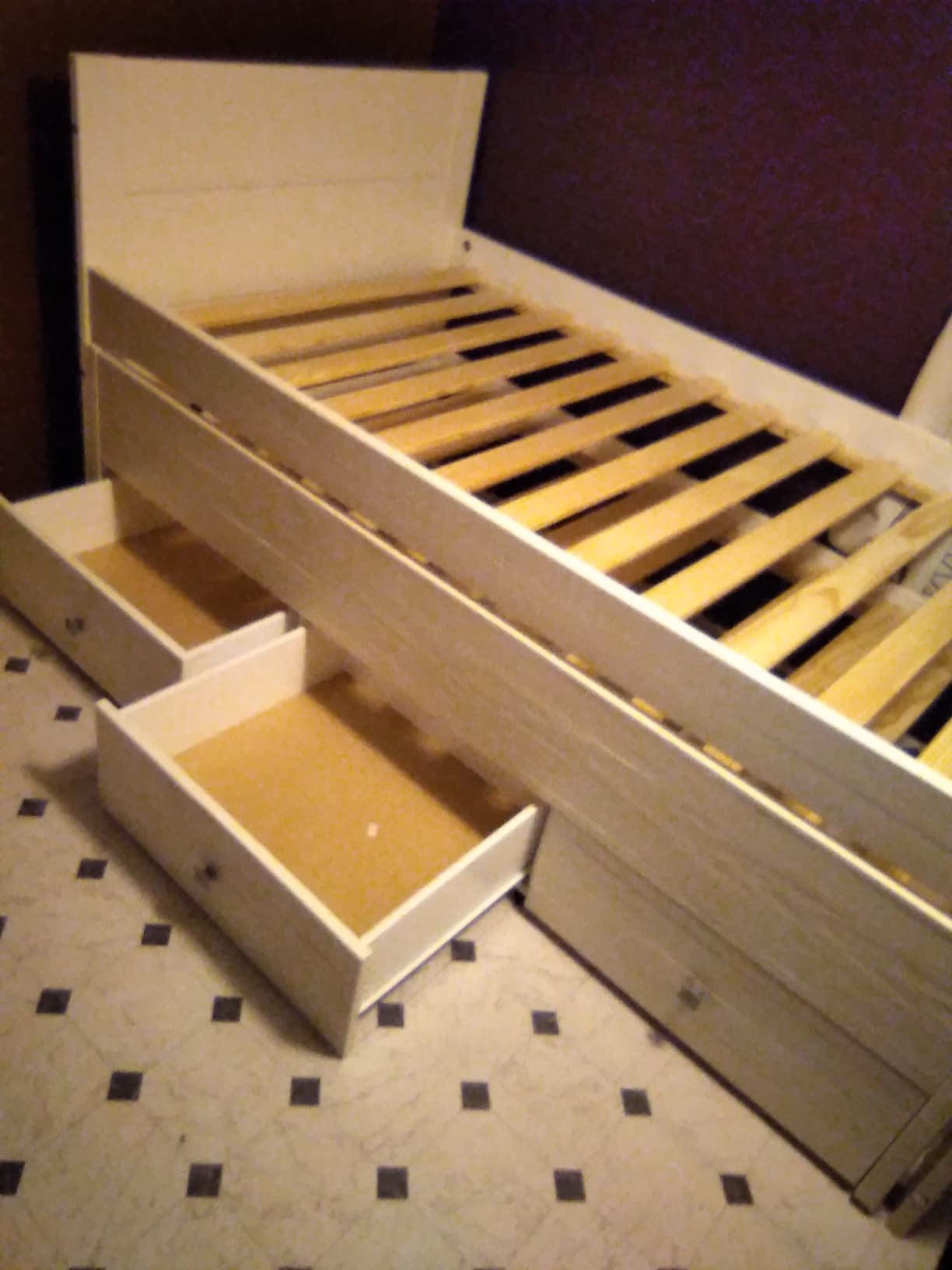 Bedz King Twin Captains Bed with Twin Trundle and 3 Built in Drawers, Breezy Blue customer photo 2
