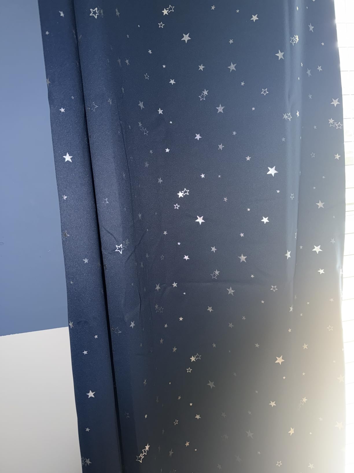 H.VERSAILTEX Blackout Star Curtains for Kids Room Boys Girls Twinkle Silver Stars Thermal Insulated Cute Thick Soft Curtain Drapes, Grommet Top, 1 Panel, 52