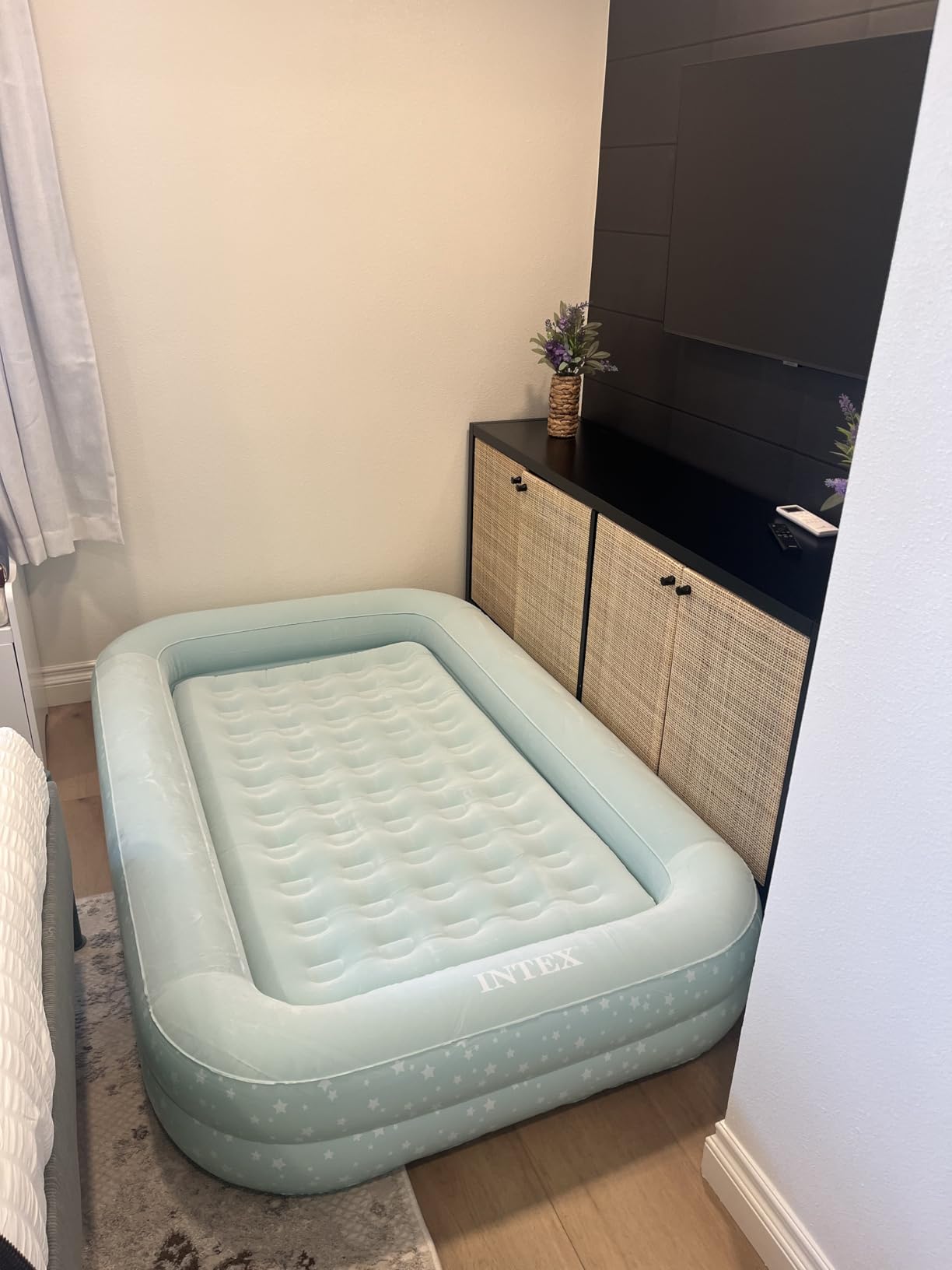 Intex Kids Travel Air Mattress Inflatable Bed Set with Raised Sides and 120V Electric Quick Fill Air Pump with 3 Interconnected Nozzles customer photo 1