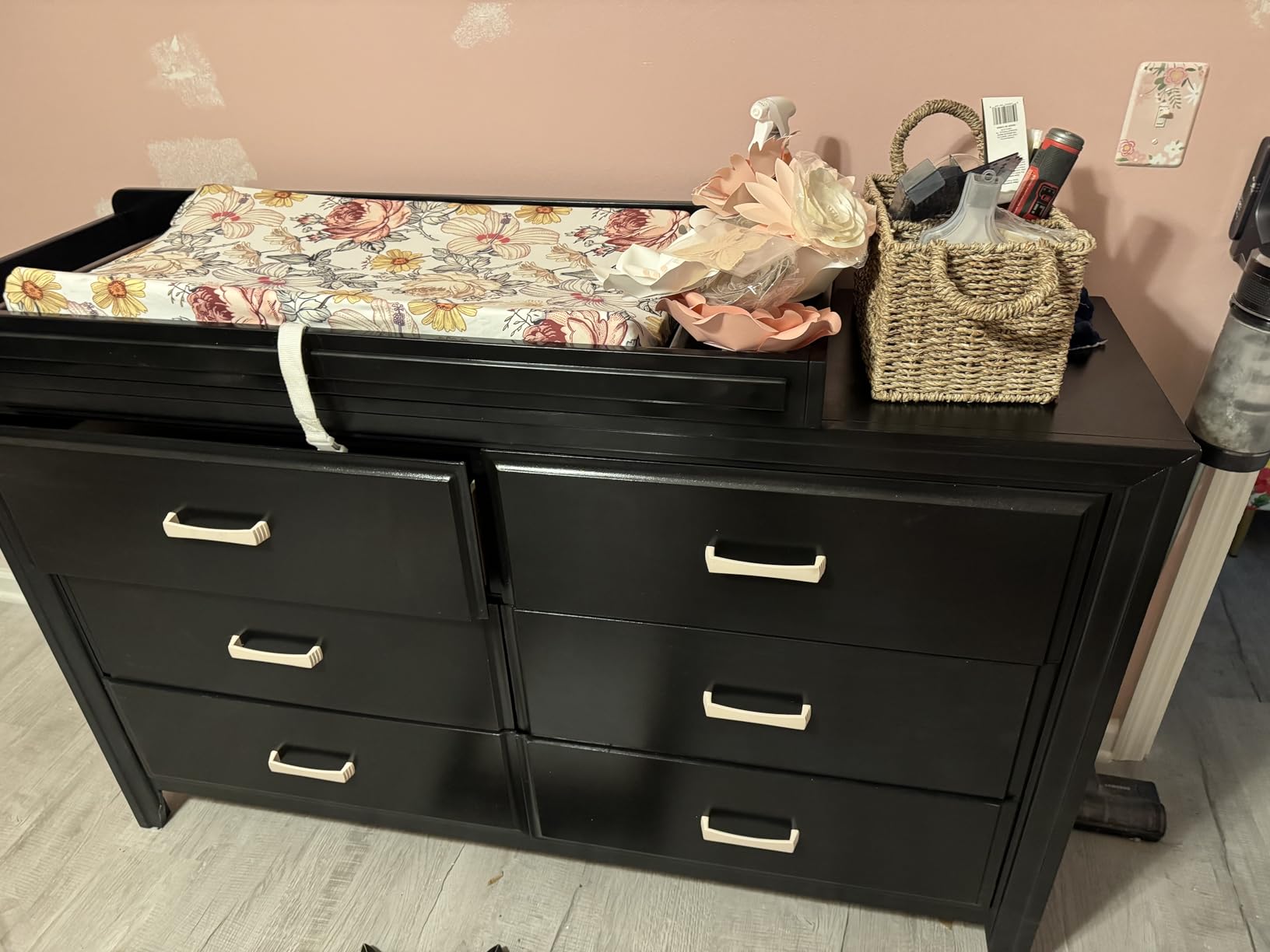 Storkcraft Universal Changer Topper - Transforms Dresser into Baby Changing Station, Fits Standard Size, 3 Compartments for Changing Essentials, Soft Felt Bottom to Protect Dresser (White) customer photo 2