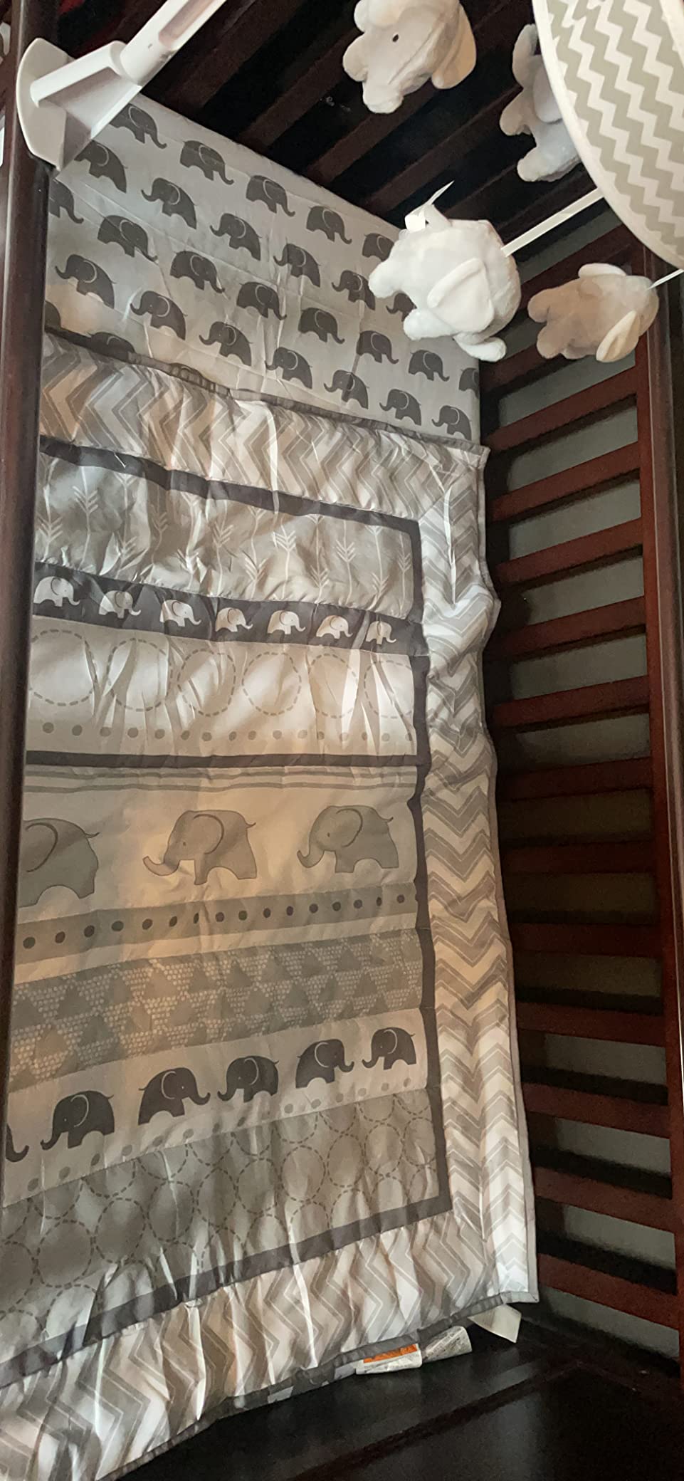 The Peanutshell 3 Piece Baby Crib Bedding Set for Boys & Girls - Newborn, Infant & Toddler Nursery Bed Set Decor with Fitted Crib Sheet, Dust Ruffle Comforter - Elephant Walk customer photo 2