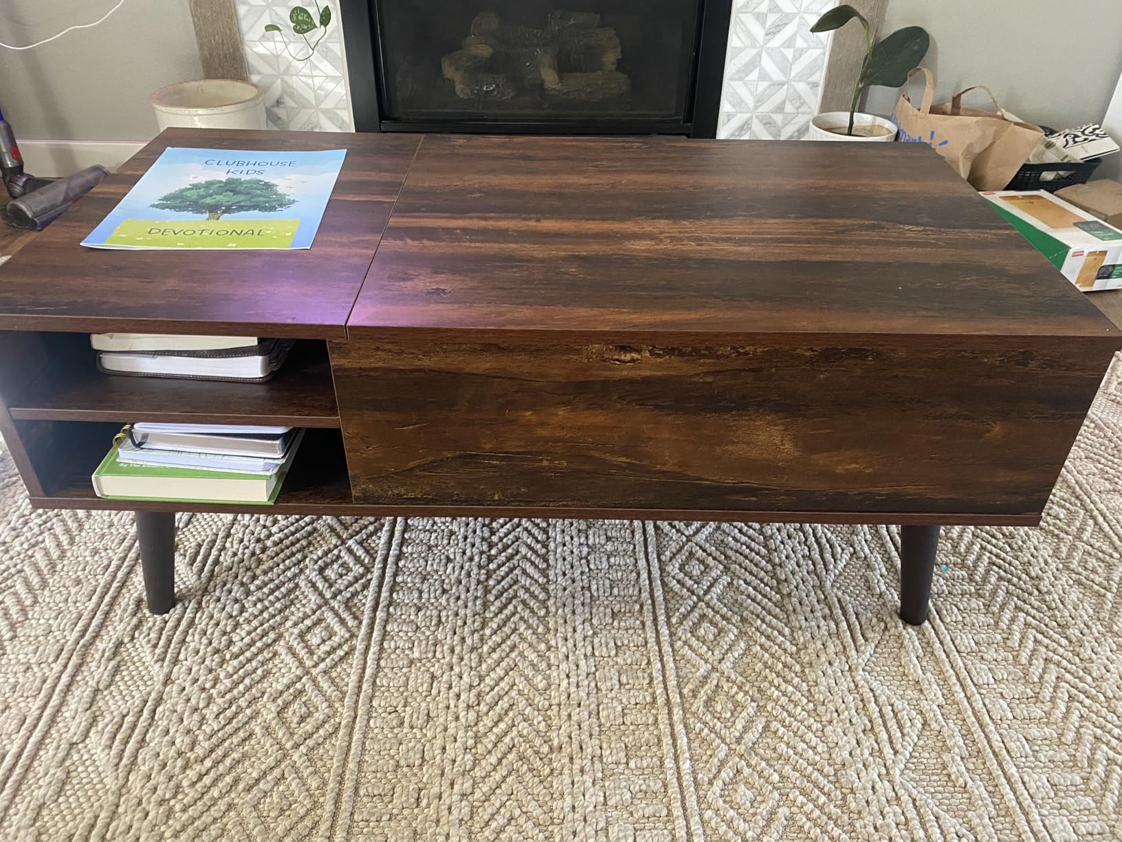 WLIVE Coffee Table with Lifting Top, Hidden Storage & Adjustable Shelf for Living Room Small Space, Multifunctional Rising Wooden Center Table, Mid Century Modern Tables for Home Dining Office, Brown customer photo 2