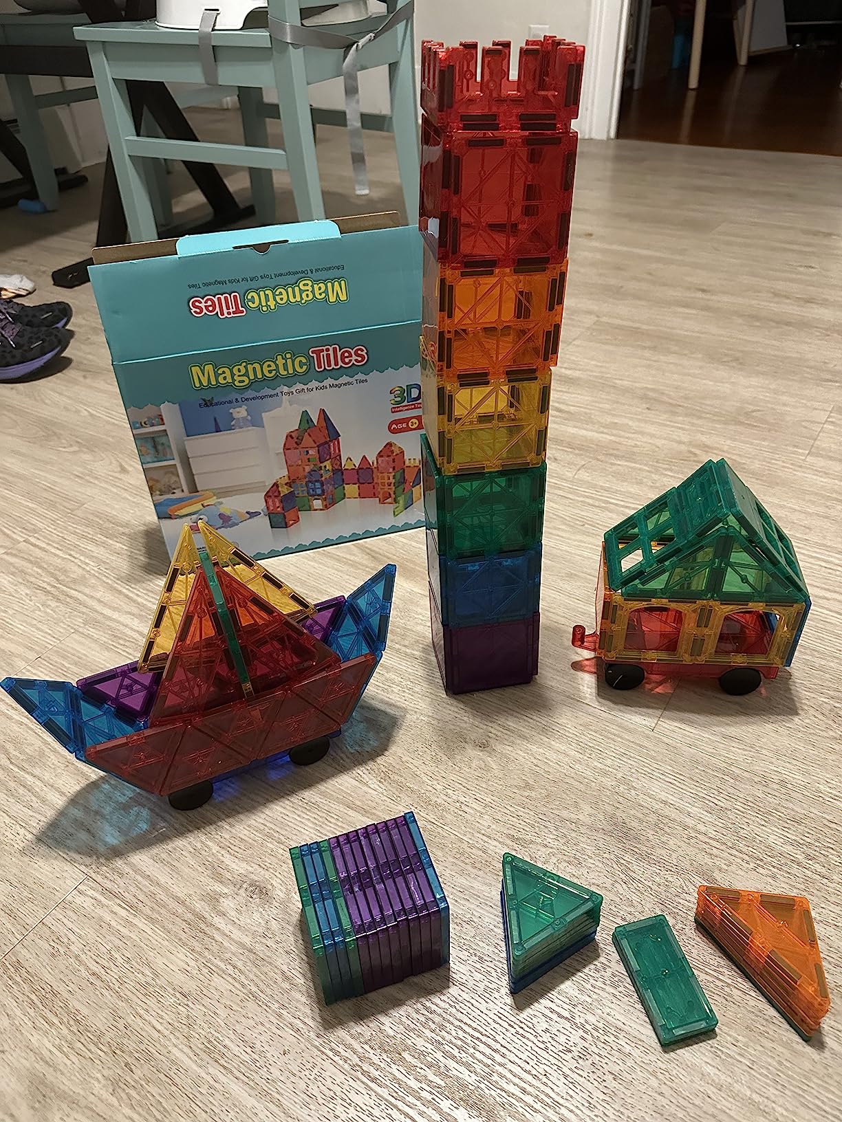 100pcs Magnetic Tiles Magnetic Building Blocks for Toddlers 3 4 5 6 7 Year Old Boys Girls Educational Magnet Blocks Christmas Birthday Gift Toys for Kids Ages 4-8 Sensory Toys 1-3 customer photo 1