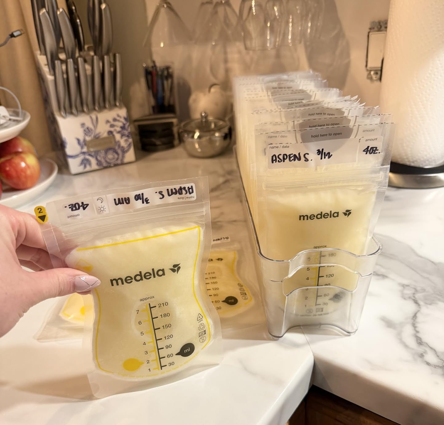 Vtopmart Breastmilk Storage Container 4PCS Set, Clear Freezer and Fridge Organizer Bins, Plastic Storage Bins for Breast Milk, Baby Pouches, Formula, Bottles and Yogurts, 4.3'' Width, 14.7