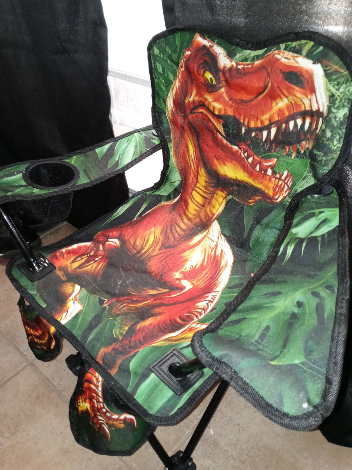 Toy To Enjoy Outdoor Dinosaur Kids Camping Chair - Foldable Children's Chair for Camping, Tailgates, Beach, - Carrying Bag Included Mesh Cup Holder & Sturdy Construction. Ages 5 to 10 (Patent Pending) customer photo 2