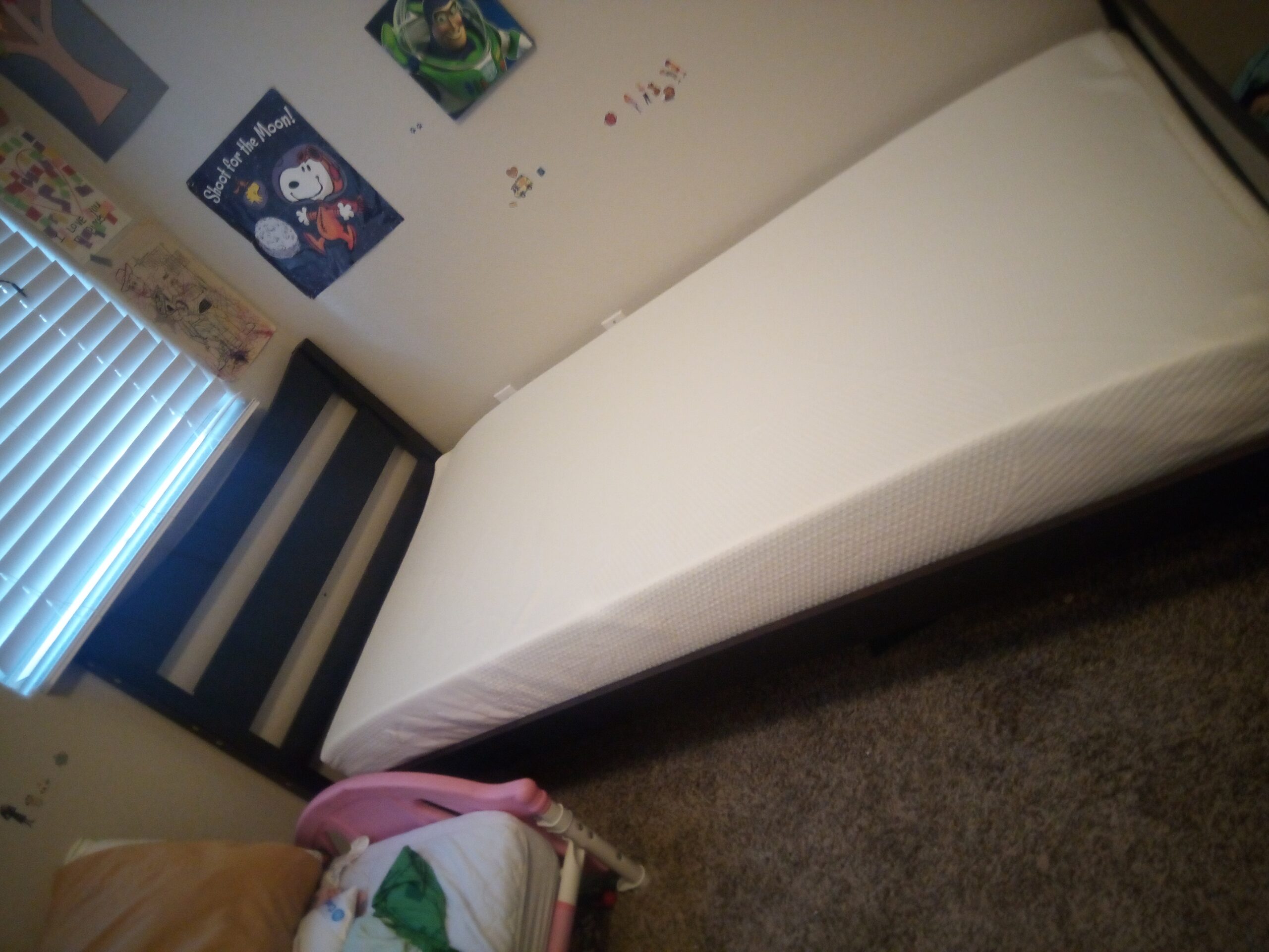 Giantex Wood Twin Bed Frames with Headboard, Modern Platform Bed with Wooden Slats Support, Under-Bed Storage Space, No Box Spring Needed, Twin Bed Frames for Kids Guest Adults, Walnut customer photo 2