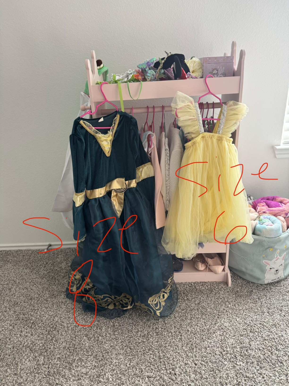 UTEX Kid's See and Store Dress-up Center, Costume Closet for Kids, Open Hanging Armoire Closet, Pretend Storage, Costume Dresser(White) customer photo 2