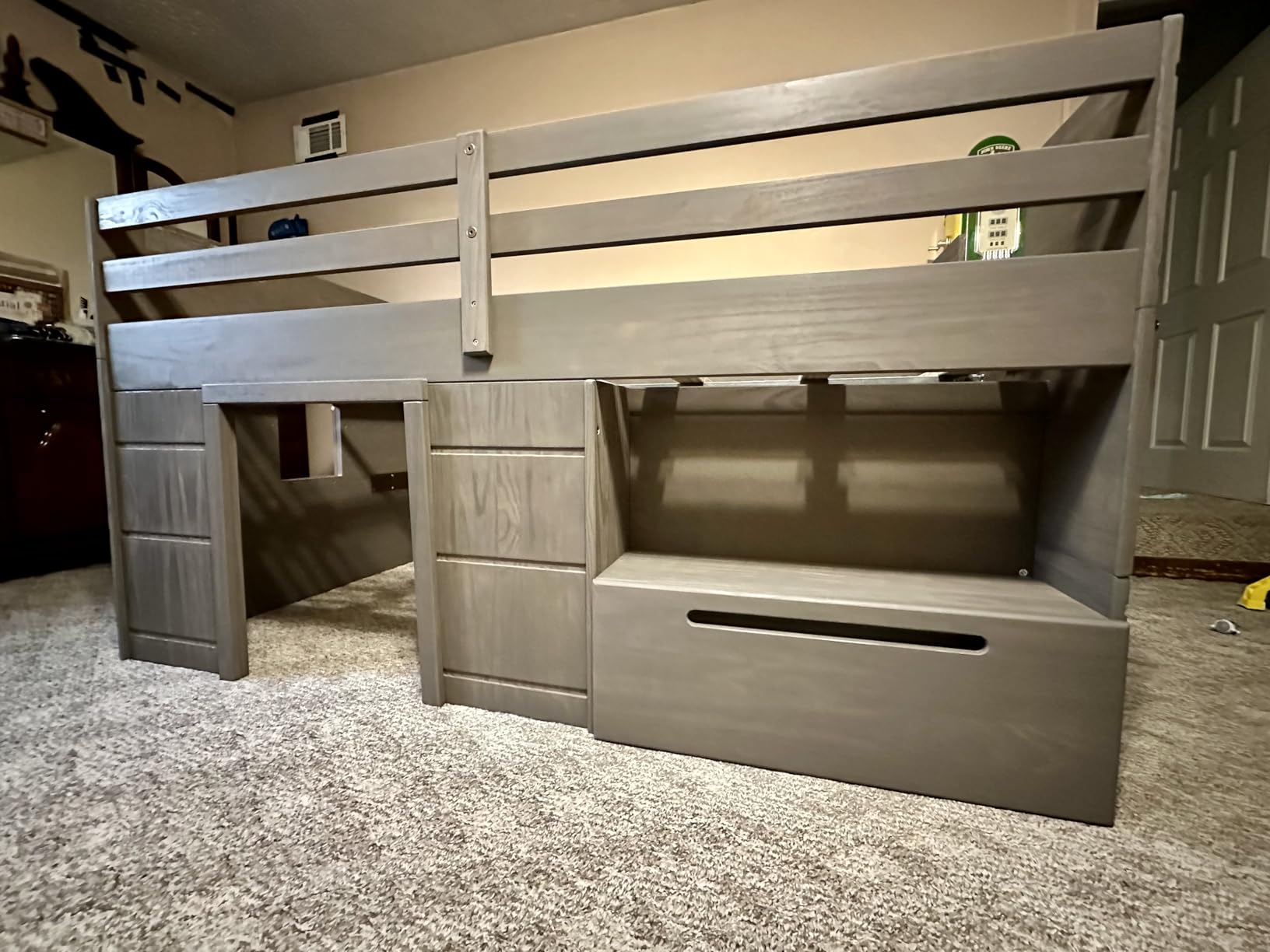 Max & Lily Modern Farmhouse Low Loft (Twin), with Storage Drawer, White Wash customer photo 2