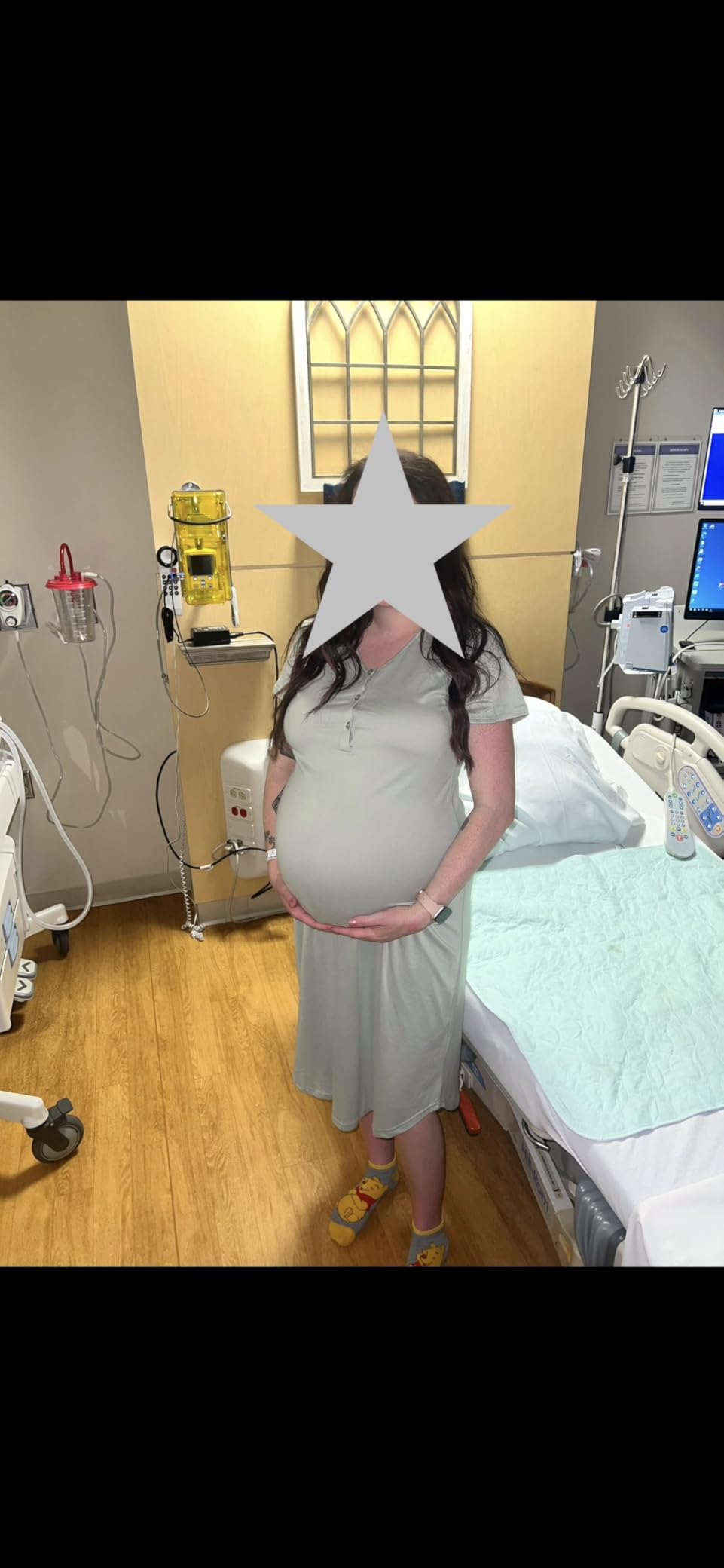 Ekouaer Womens Maternity Nightgown for Hospital Pregnancy Long Nightgowns Nursing Night Gown for Breastfeeding customer photo 1