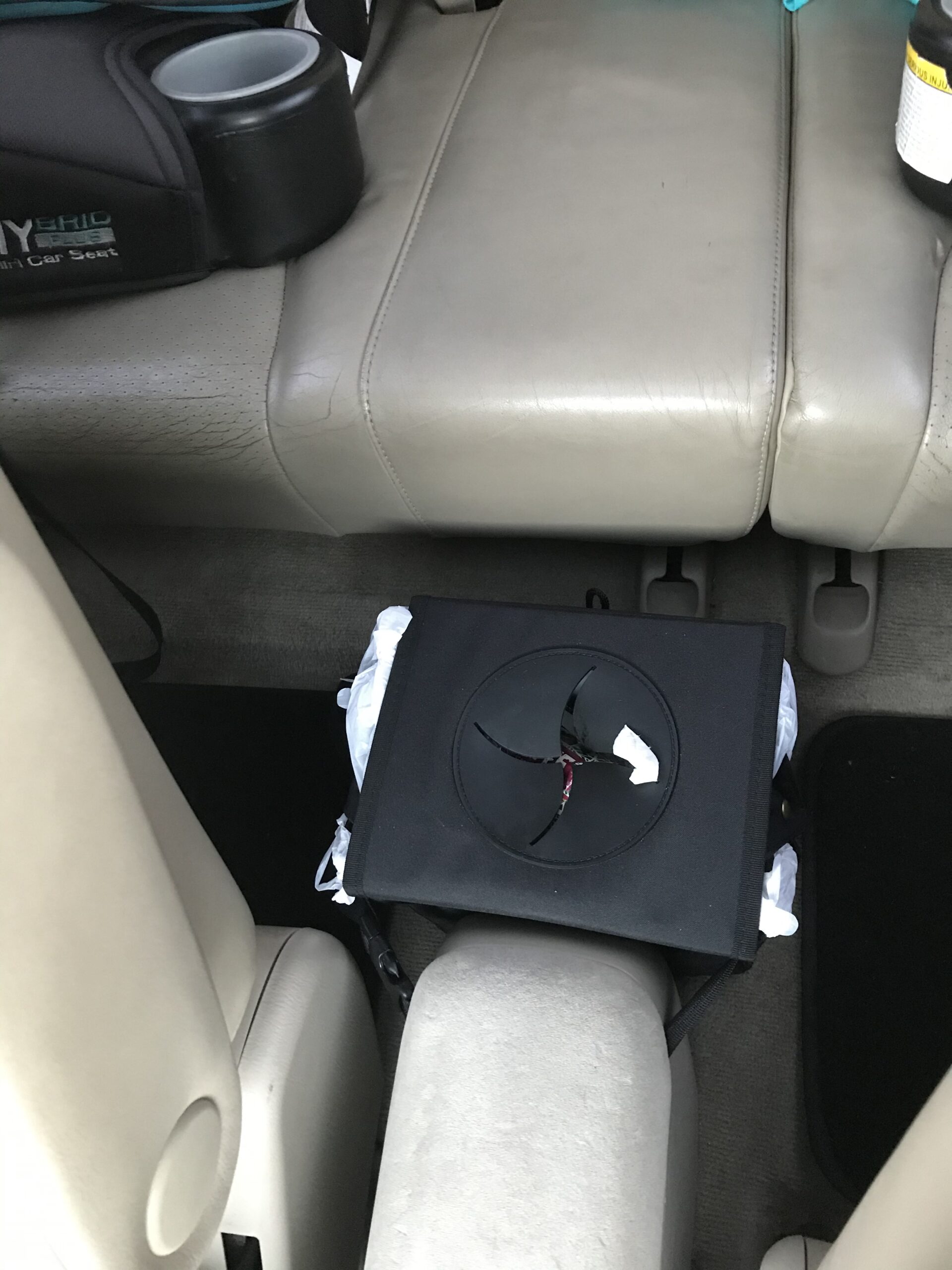 Creathing Car Trash Can [Touring Edition] - Removable Liner - 100% Leakproof, Odor Control Lid, Hanging Garbage Bin for SUV, Truck, Car (2 Gal, Beige) customer photo 2