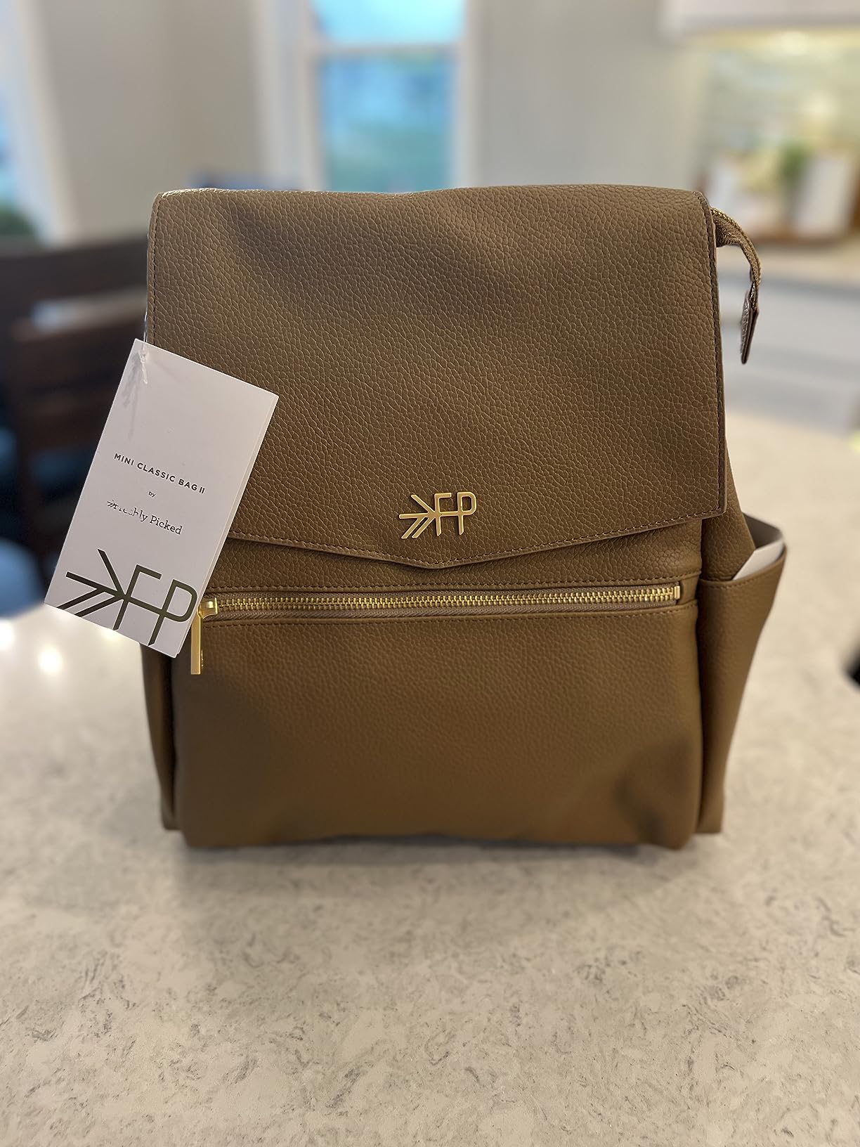 Freshly Picked Mini Diaper Bag II Backpack - Premium Vegan Leather Small Baby Bag with Changing Pad, Compact, Lightweight & Stylish (Butterscotch) customer photo 1