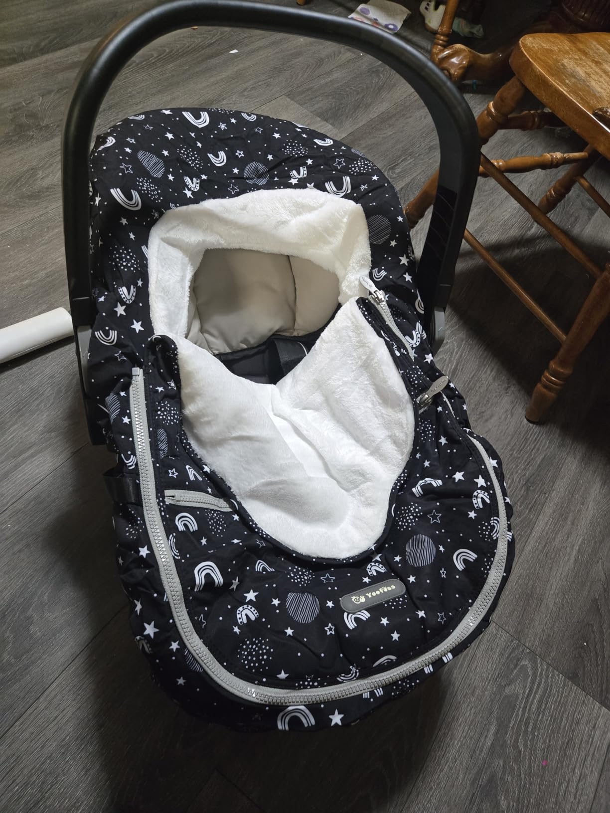 Yoofoss Baby Car Seat Cover Winter Carseat Canopies Cover to Protect Baby from Cold Wind, Super Warm Plush Fleece Baby Carrier Cover for Infant Boys Girls (Black) customer photo 1