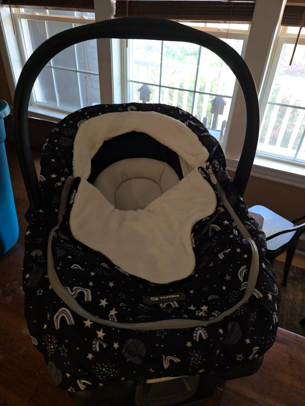 Yoofoss Baby Car Seat Cover Winter Carseat Canopies Cover to Protect Baby from Cold Wind, Super Warm Plush Fleece Baby Carrier Cover for Infant Boys Girls (Black) customer photo 2