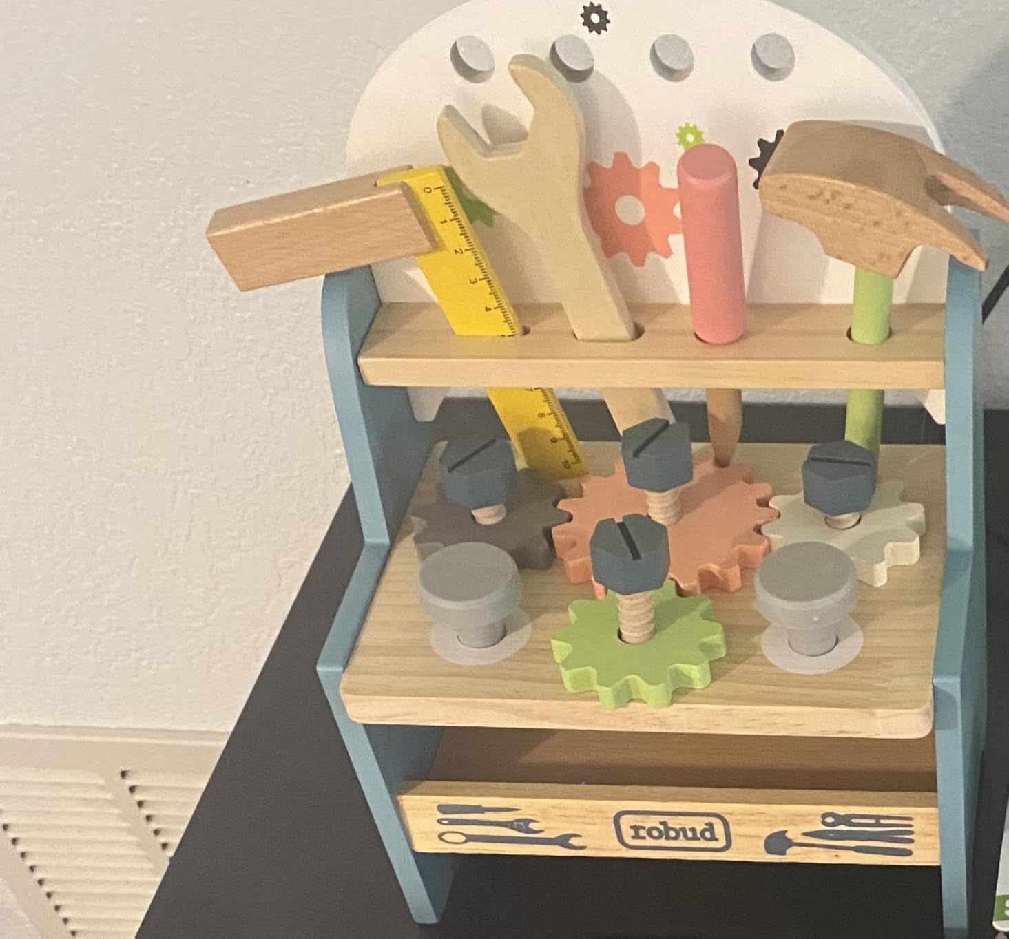 ROBUD Mini Wooden Play Tool Workbench Set for Kids Toddlers - Montessori Toys for 3 4 5 Years Old Boys Girls customer photo 1