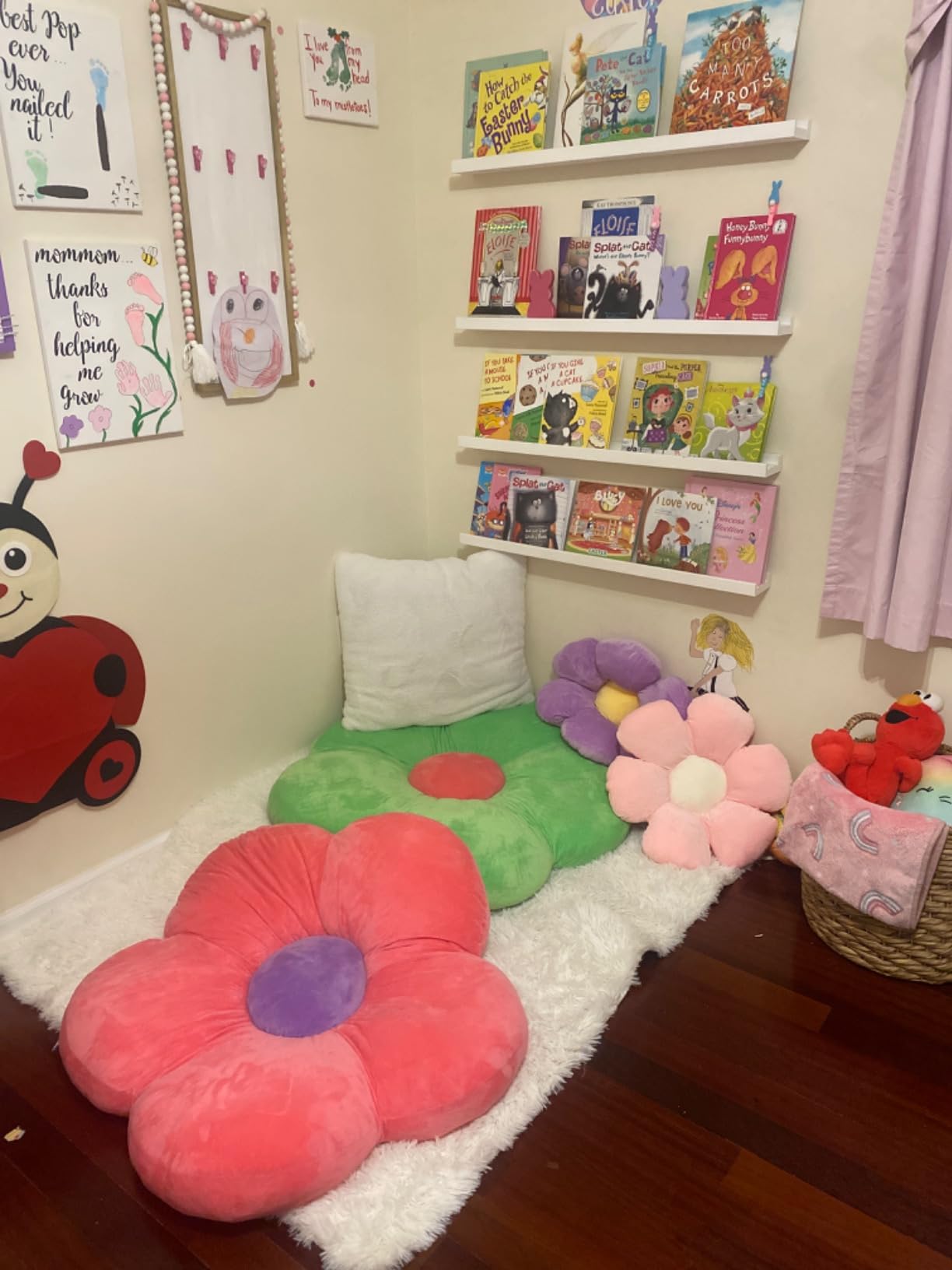 ECR4Kids SoftZone Flower Floor Pillow, Seating Cushion, Bright Pink customer photo 1