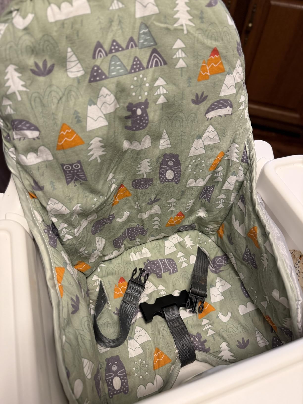 ZARPMA Cotton Seat Covers for IKEA Antilop Highchair, Padded, Forest Pattern Foldable Baby Highchair Cover for IKEA Child Chair Cushion (Grey Forest) customer photo 1