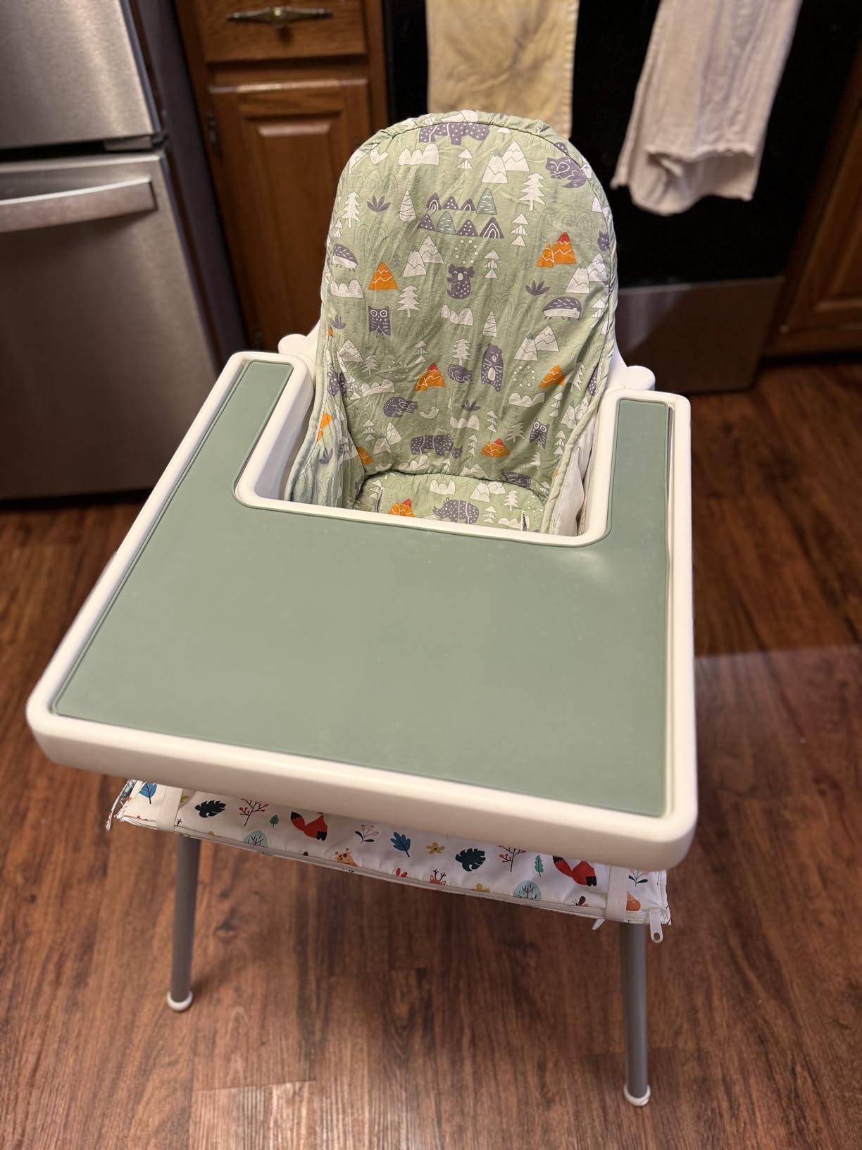 ZARPMA Cotton Seat Covers for IKEA Antilop Highchair, Padded, Forest Pattern Foldable Baby Highchair Cover for IKEA Child Chair Cushion (Grey Forest) customer photo 2