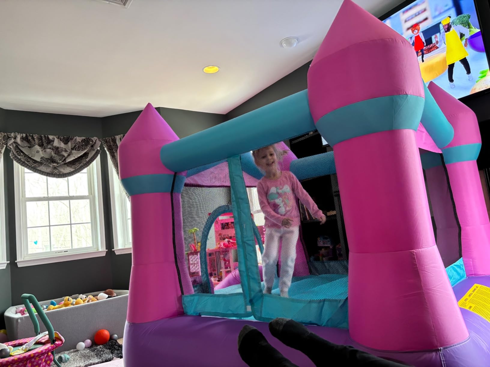 AirMyFun Toddler Bounce House with Blower for Kids 3-8, Inflatable Bouncy Jumping Castle with Slide, Indoor/Outdoor Jump Bouncer House customer photo 2