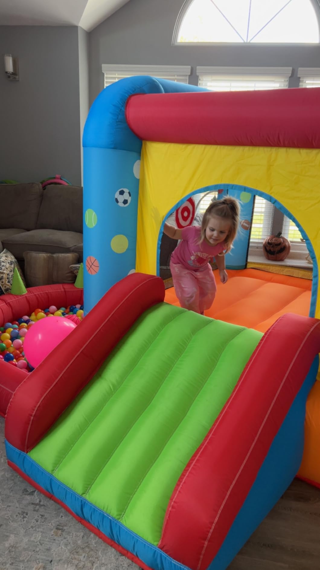 Step4Fun Inflatable Bounce House, Kids Castle Slide Bouncer for Children Jumping Outdoor and Indoor Party, Baby Backyard Water Jumper Toy with Blower, Ball Pit Pool customer photo 1
