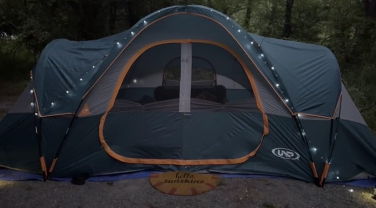 UNP Camping Tent 10-Person-Family Tents, Parties, Music Festival Tent, Big, Easy Up, 5 Large Mesh Windows, Double Layer, 2 Room, Waterproof, Weather Resistant, 18ft x 9ft x78in customer photo 1