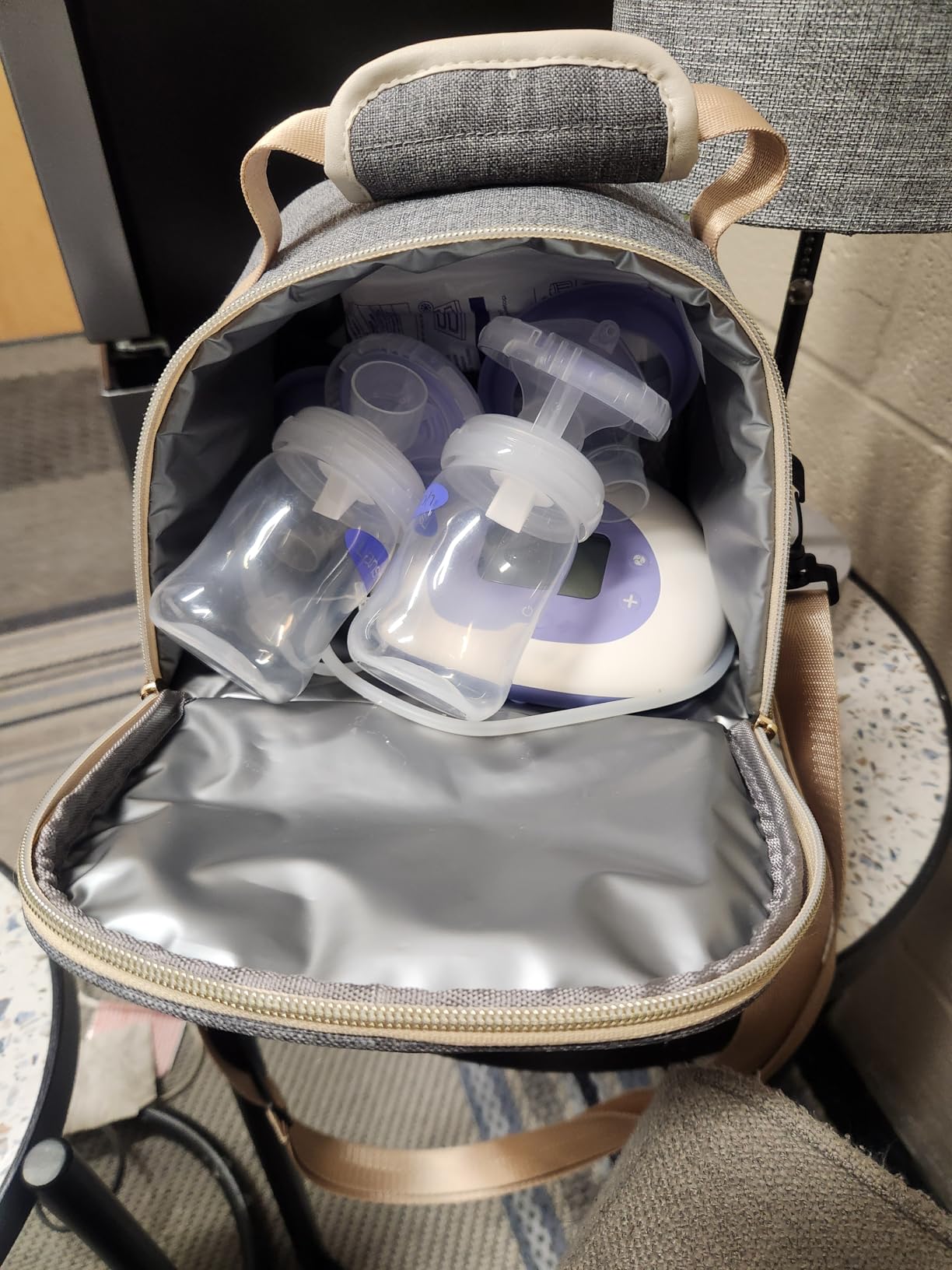 NCVI Breastmilk Cooler Bag with 2 Ice Pack, Breast Pump Bag with Cooler Fits 6 Bottles, Double Layer Breast Milk Baby Bottle Cooler Bag, for Travel, Nursing Mom Daycare, Work, Picnic (Grey) customer photo 2