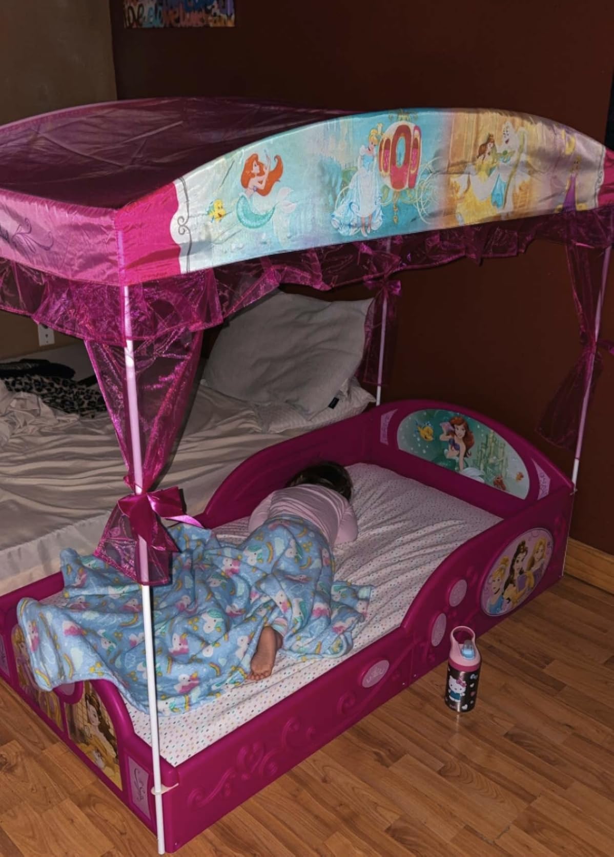 Delta Children - Disney Princess Plastic Sleep and Play Toddler Bed with Canopy, Pink customer photo 2