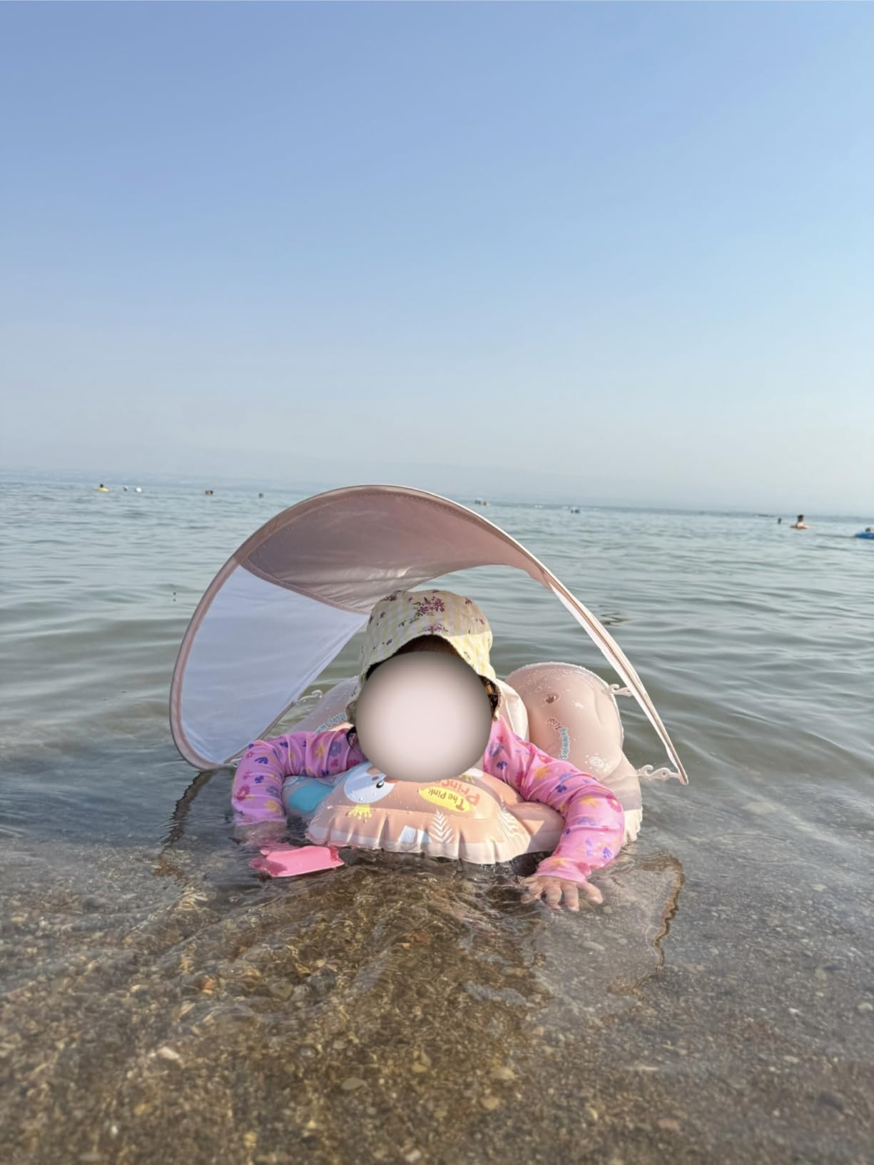 Free Swimming Baby Inflatable Baby Swim Float with Sun Canopy Size Improved Infant Pool Floaties Swimming Pool Toys for The Age of 3-36 Months customer photo 2