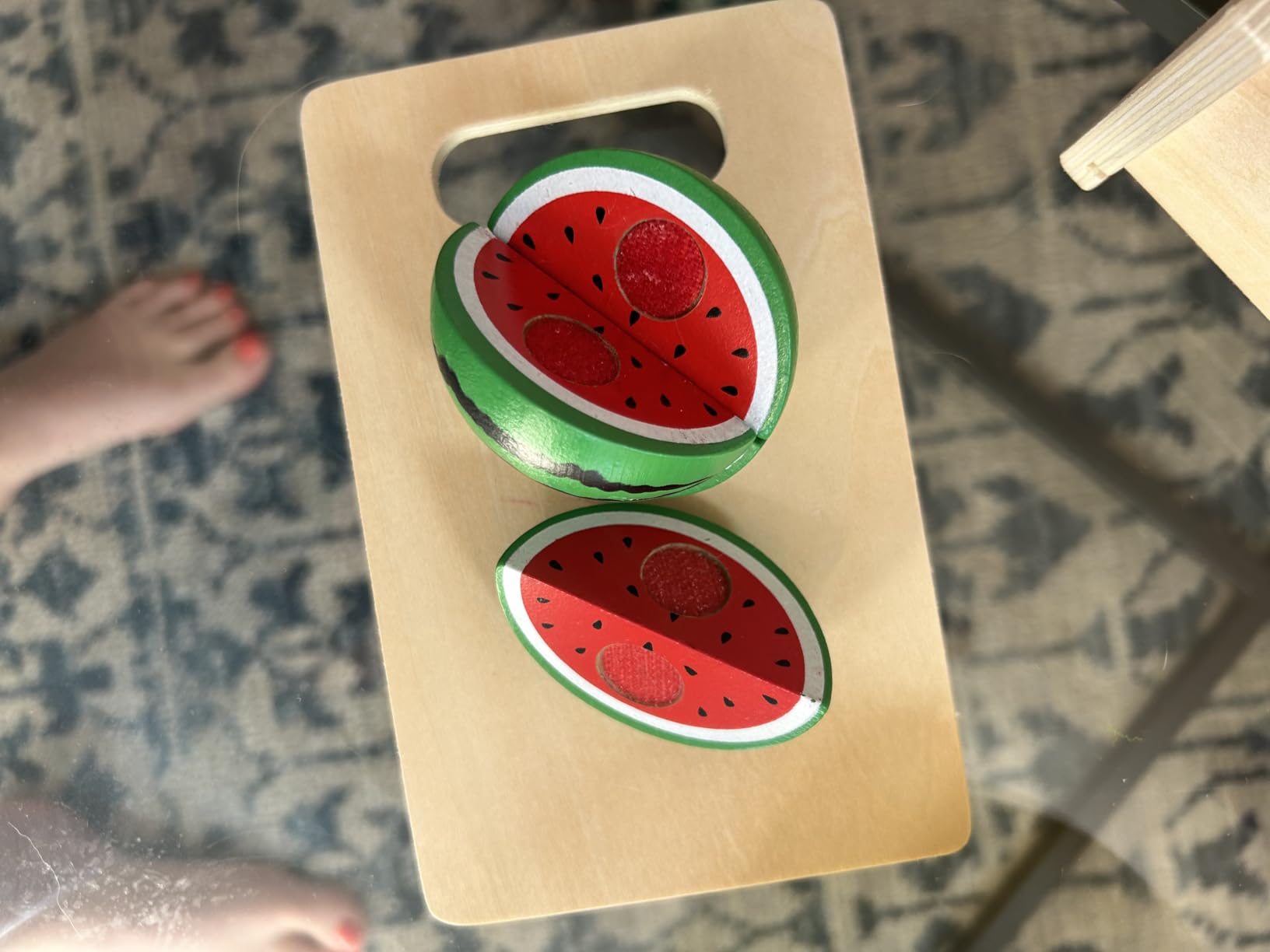 FUN LITTLE TOYS 35PCS Wooden Play Food for Kids Kitchen, Pretend Cutting Food Toys with Wooden Tray, Dishes and Knife for Kids, Pretend Play Food for Christmas Birthday Gifts customer photo 2