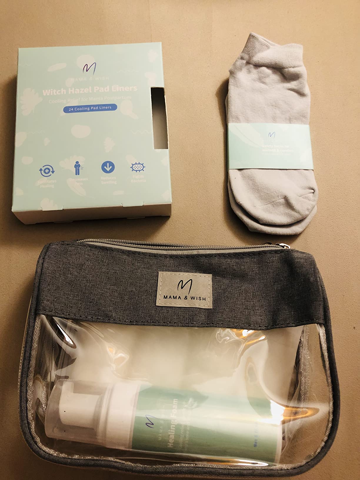 Mama & Wish Postpartum Essentials Kit - Labor and Delivery Essentials for Moms After Birth - Postpartum Recovery Kit Includes Peri Bottle, Witch Hazel, Comfy Garments & More customer photo 2