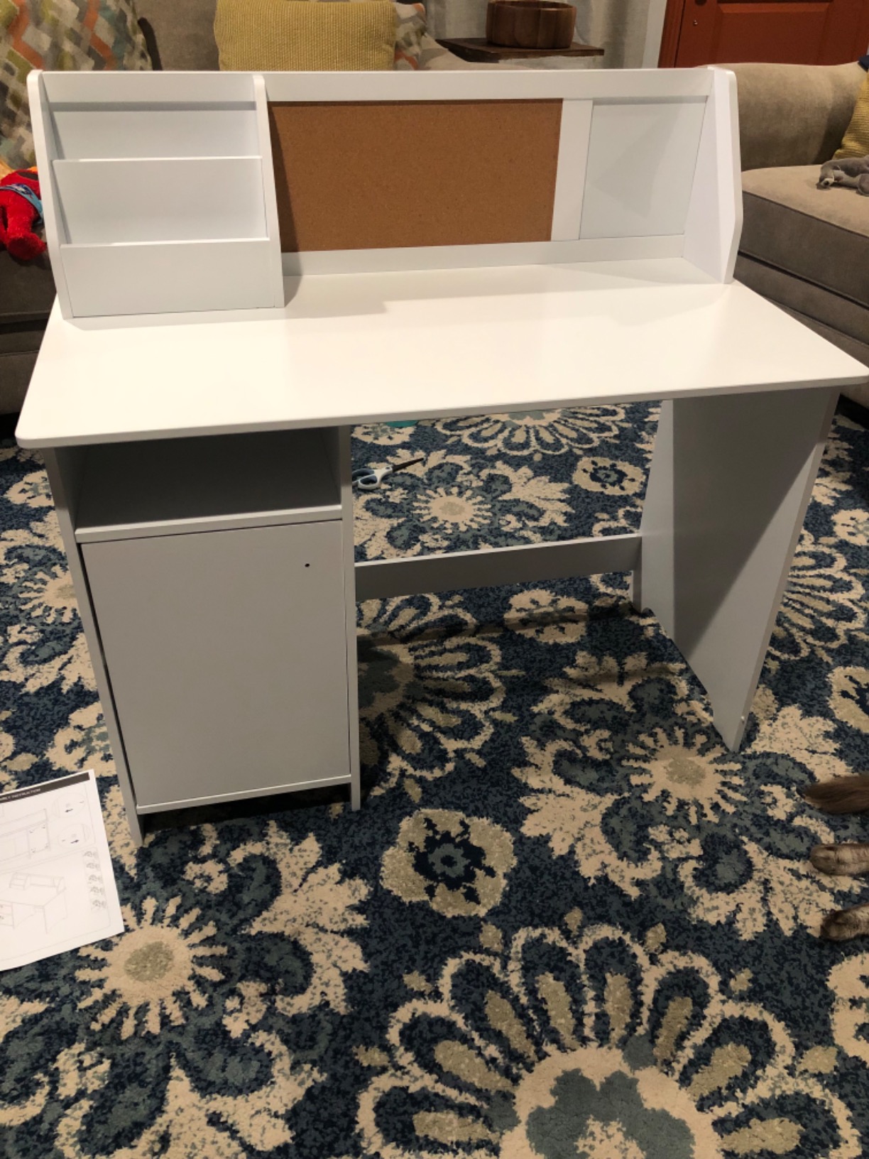 UTEX Kids Study Desk with Storage, Wooden Children School Study Table with Hutch and Storage Cabinet for 3-8 Years Girls Boys, Student's Study Computer Workstation Writing Table, White customer photo 2
