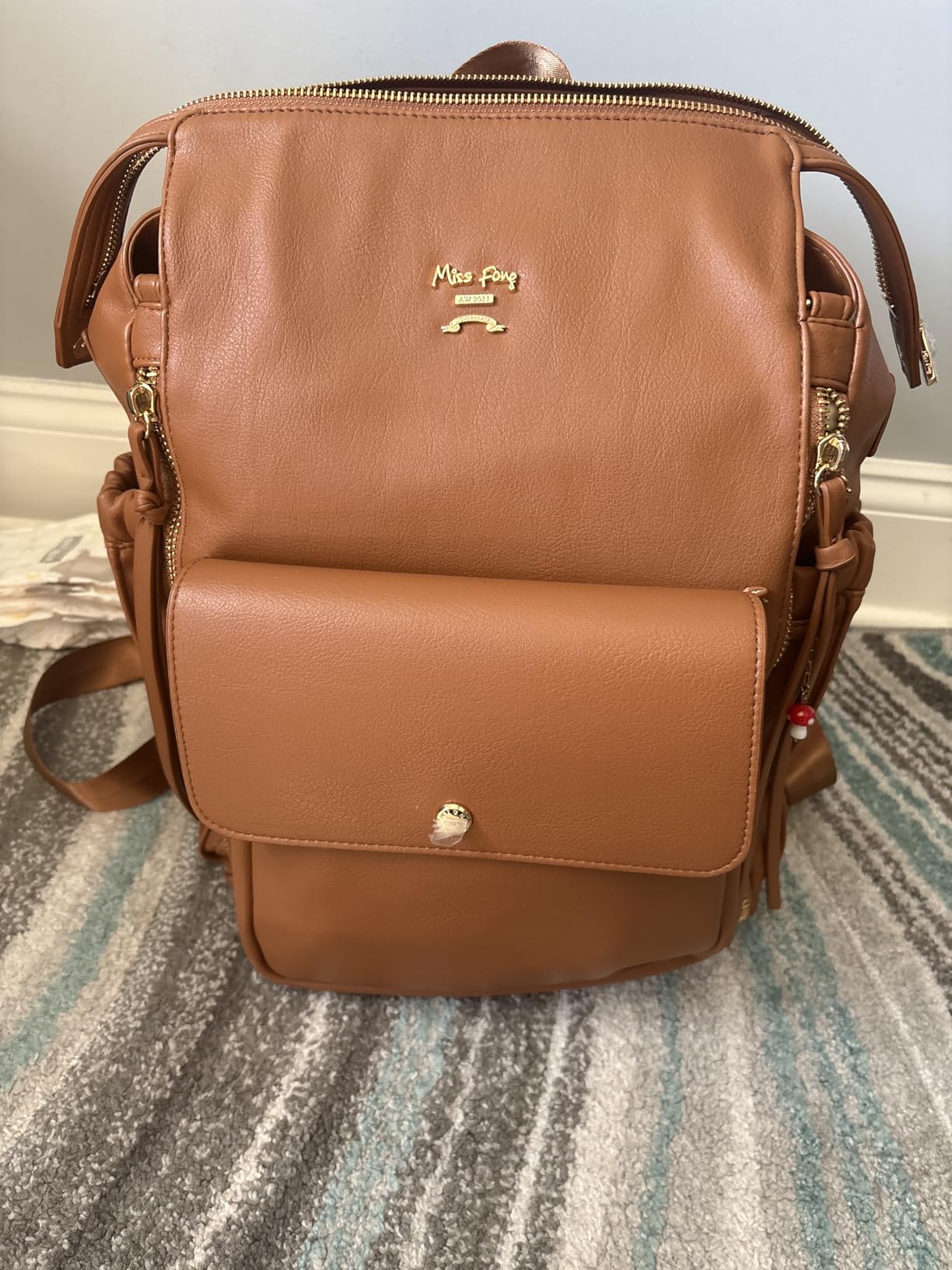 miss fong Diaper Bag Backpack Baby Diaper Bag for Girls and Boys, Leather Purse with 13 Pockets Diaper Bag Organizer, Changing Pad, Stroller Straps, 4 Insulated Pockets customer photo 1