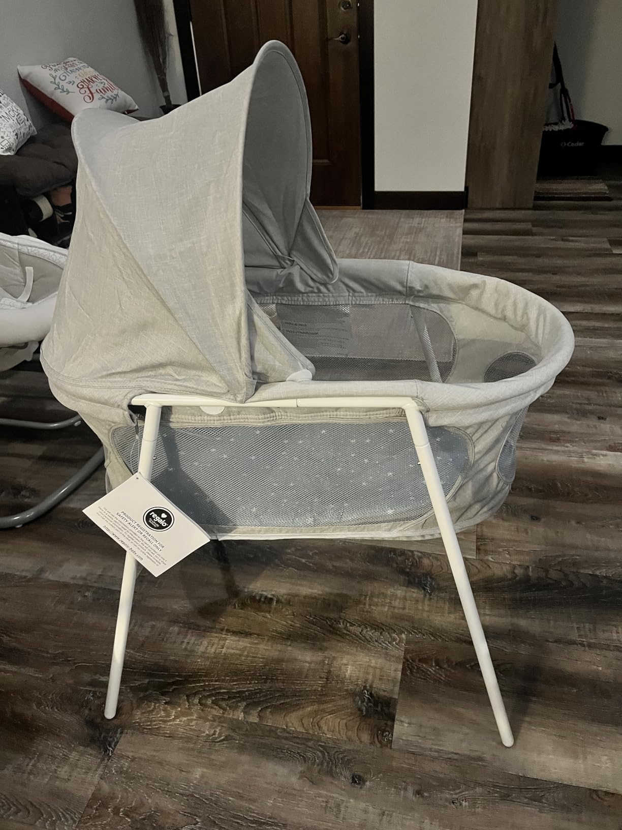 Regalo My Crib Portable Baby Bassinet, Foldable Travel Bassinet with Padded Insert & Carry Bag, Lightweight Infant Bed Sleeper with Mesh Sides, Compact Baby Crib for Newborn up to 18 lbs, Gray customer photo 1