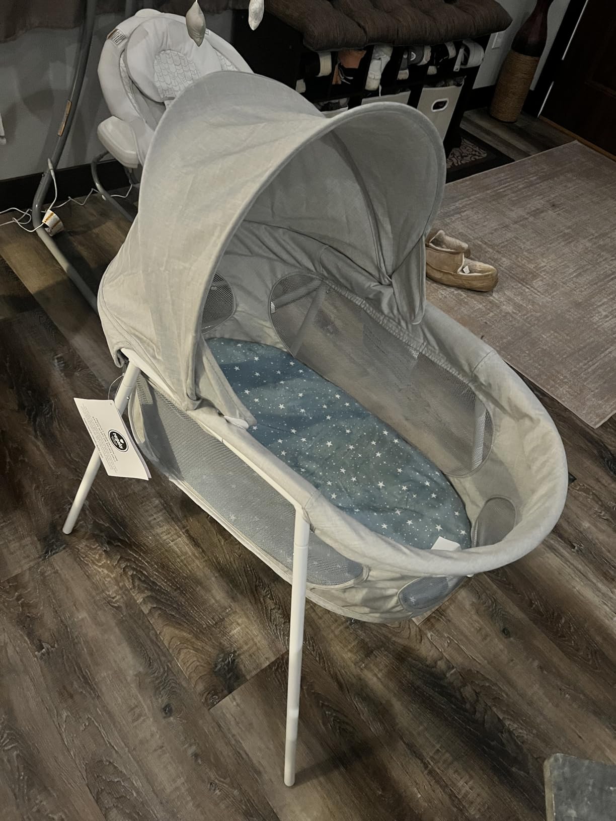 Regalo My Crib Portable Baby Bassinet, Foldable Travel Bassinet with Padded Insert & Carry Bag, Lightweight Infant Bed Sleeper with Mesh Sides, Compact Baby Crib for Newborn up to 18 lbs, Gray customer photo 2