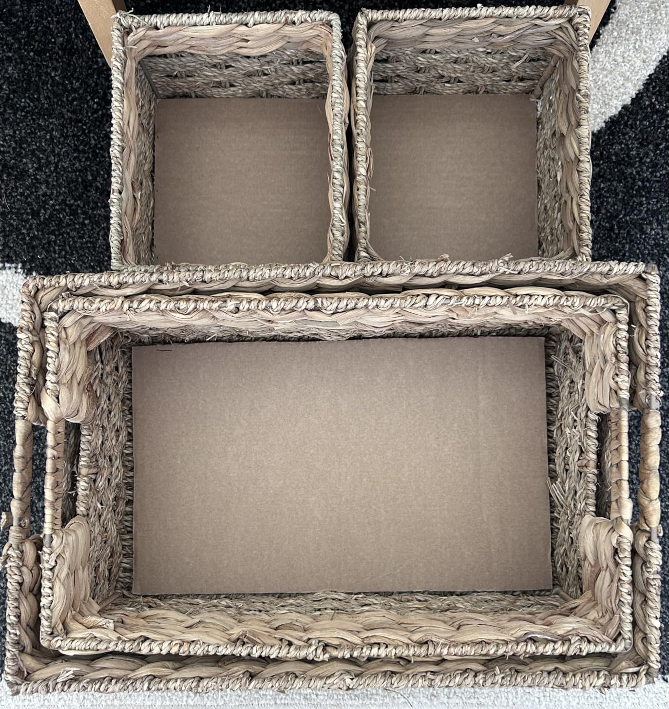 Large Wicker Storage Baskets with Handles, Natural Seagrass and Hyacinth Woven Storage Basket for Organizing Shelves, Closet, Pantry, Living Room, 17 x 11 x 7.5 Inches customer photo 1