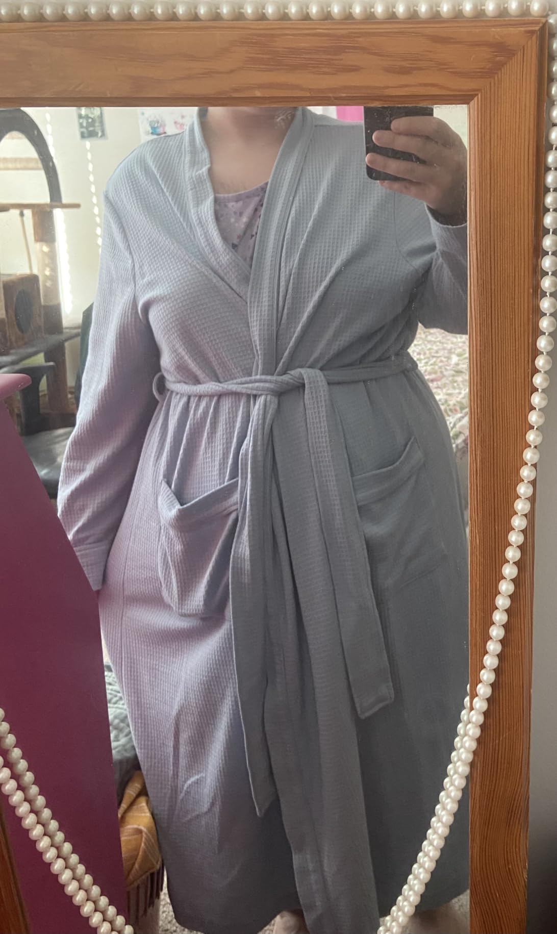 Amazon Essentials Women's Lightweight Waffle Full-Length Bath Robe with Pockets (Available in Plus Size) customer photo 1