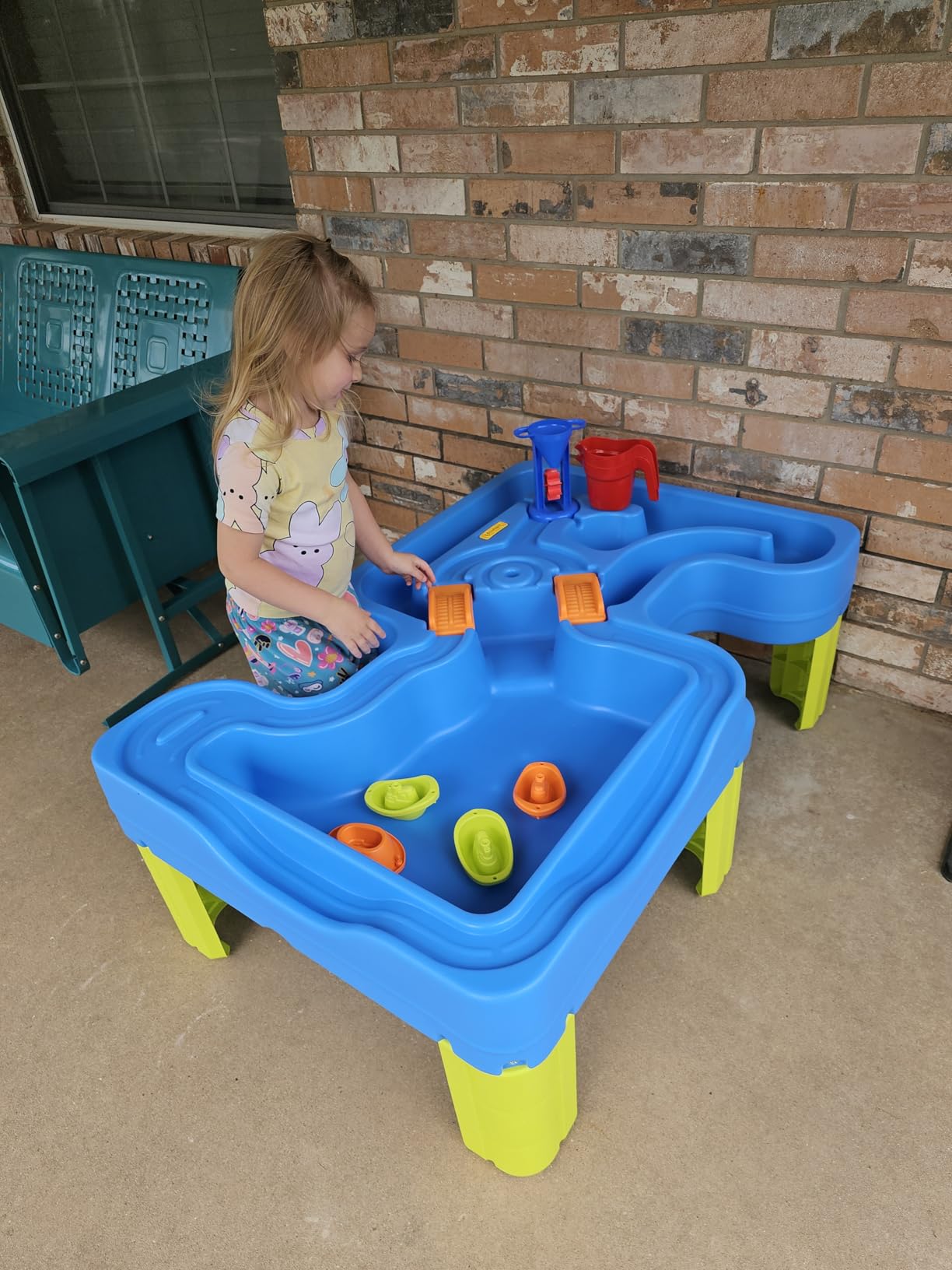 Simplay3 Big River and Roads Water Play Table, Outdoor Activity Table with Track Toys for Toddlers and Kids, 9 Accessories Included, Made in USA customer photo 1