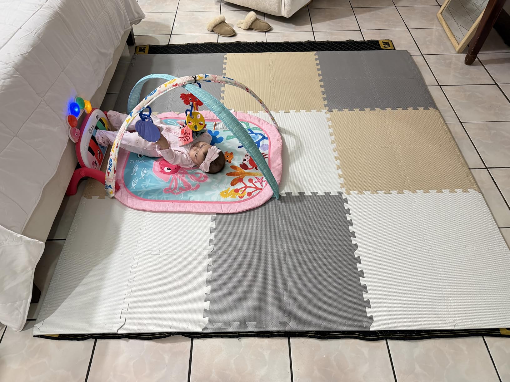 MioTetto Baby Play Mat, Soft Foam Floor Tiles for Kids. Adjustable Interlocking Foam Tiles, Fits with 74x74 Playpen Baby mat for Crawling & Development, Safe & Non-Toxic Playmat for Babies 6-12 Months customer photo 2