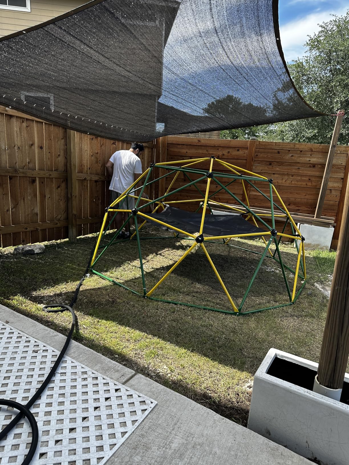 GIKPAL Climbing Dome, 10FT Dome Climber with Canopy Monkey Bars for Kids 3 to 10 Outdoor Play Equipment, Supports up to 1000lbs Jungle Gym, Anti-Rust, Easy Assembly, Gift for Kids - Blue+Green customer photo 1