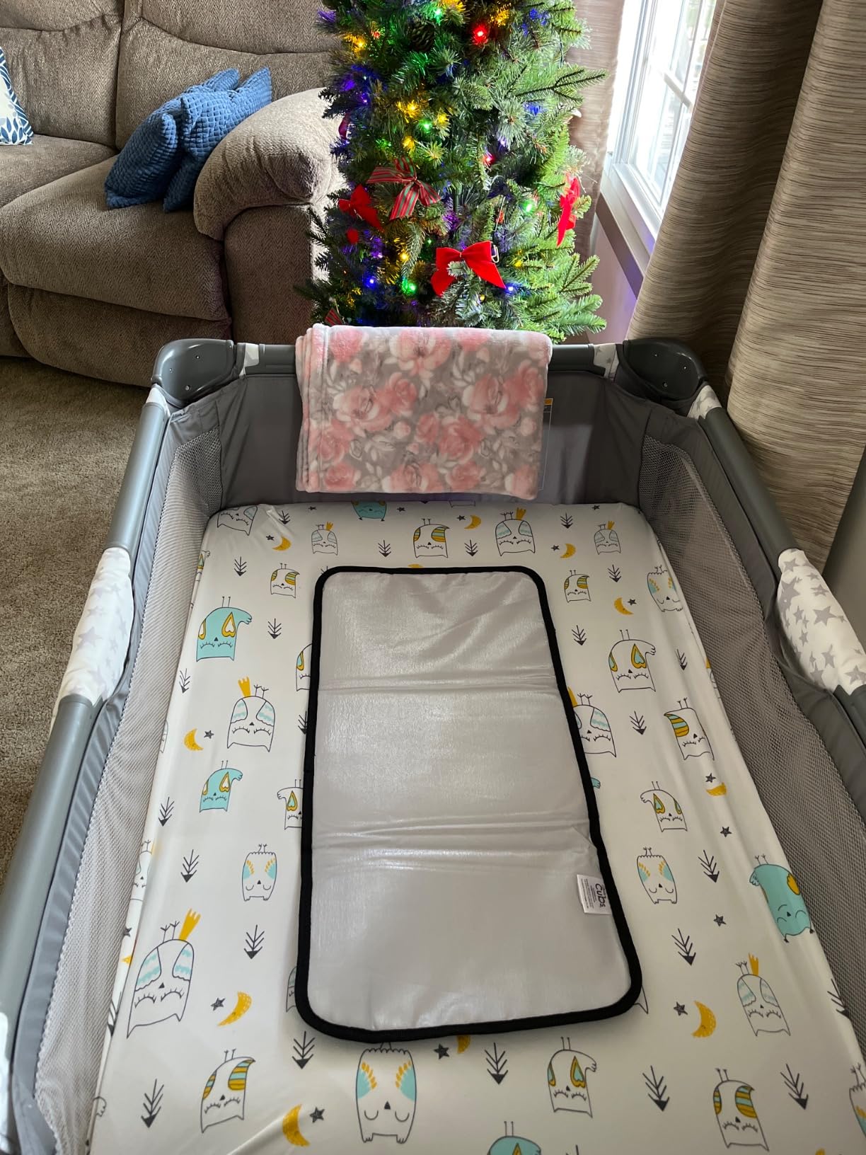 Comfy Cubs Baby Changing Pad Compact Size - Waterproof Diaper Changing Mat with Cushioned Pillow - Soft & Lightweight, Foldable Design for Travel - Stylish Design for Boys and Girls - Earth Green customer photo 1