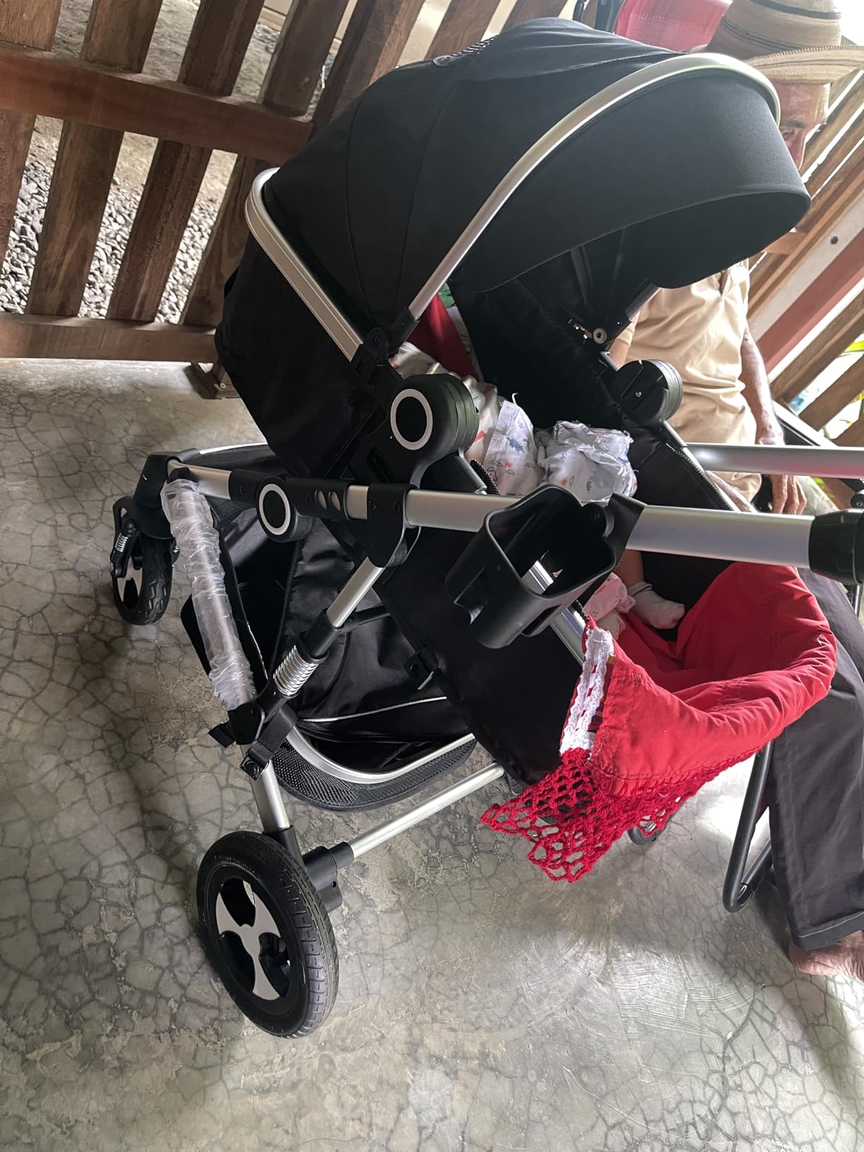 Kinder King 2 in 1 Convertible Baby Stroller, Folding High Landscape Infant Carriage, Newborn Reversible Pram, Diaper Bag, Anti-Shock Toddler Pushchair Stroller, Dark Grey customer photo 2
