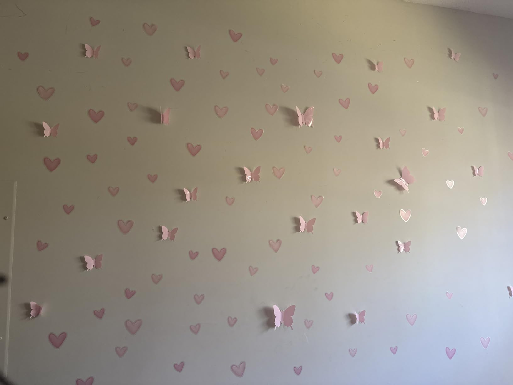 Cute Pink Butterfly Wall Decor 24 pcs, Girls Room Wall Decals, Danish Pastel Aesthetic Butterflies Stickers for Nursery Decorations, Baby Toddler Room Decor for Girls customer photo 2