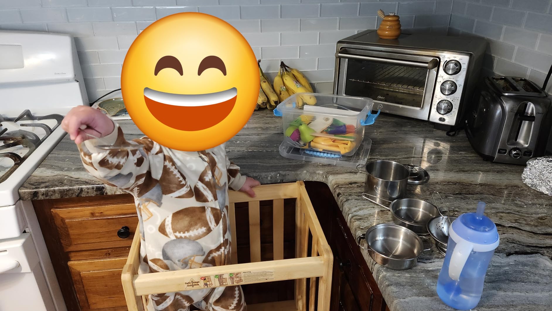 Sundaymot Play Kitchen Accessories, Wooden Play Food, Cooking Set with Stainless Steel Cookware Pots and Pans Utensils, Apron, Chef Hat, Cutting Food Kitchen Playset for Girls and Boys customer photo 1