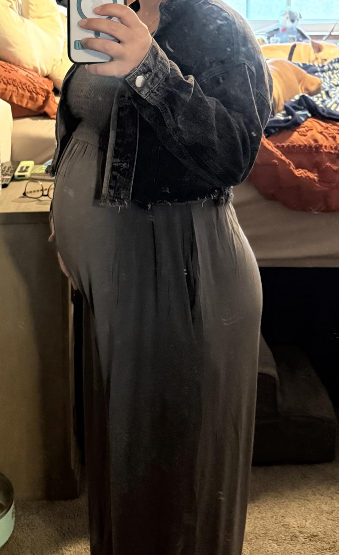 Women's Maternity Sleeveless Jumpsuit Romper with Smocked Neck and Pockets customer photo 2
